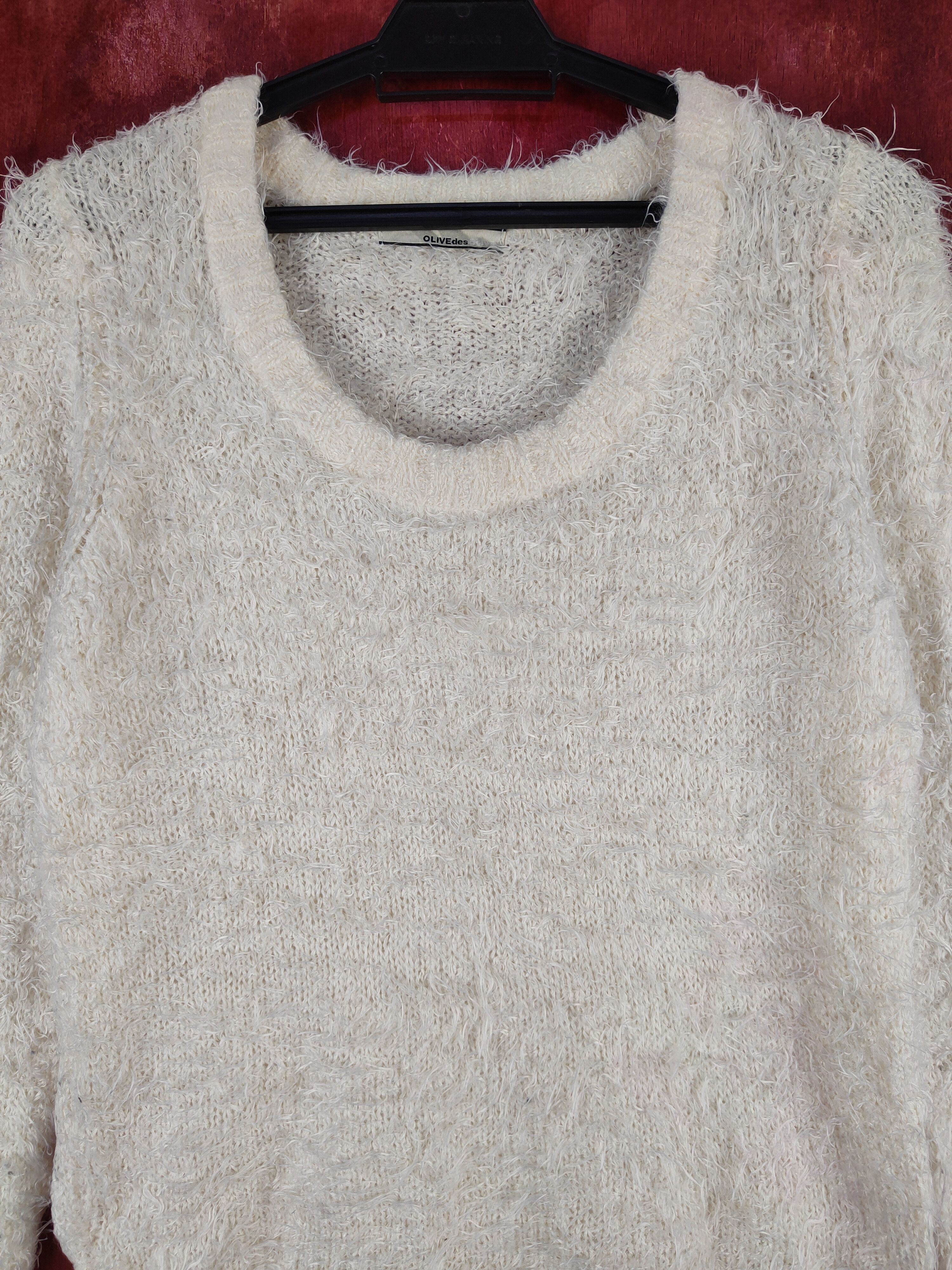 Japanese Brand × Vintage Cool Design 💥 Olive des Olive Cream Fur Mohair Size M / US 6-8 / IT 42-44 - 2 Thumbnail