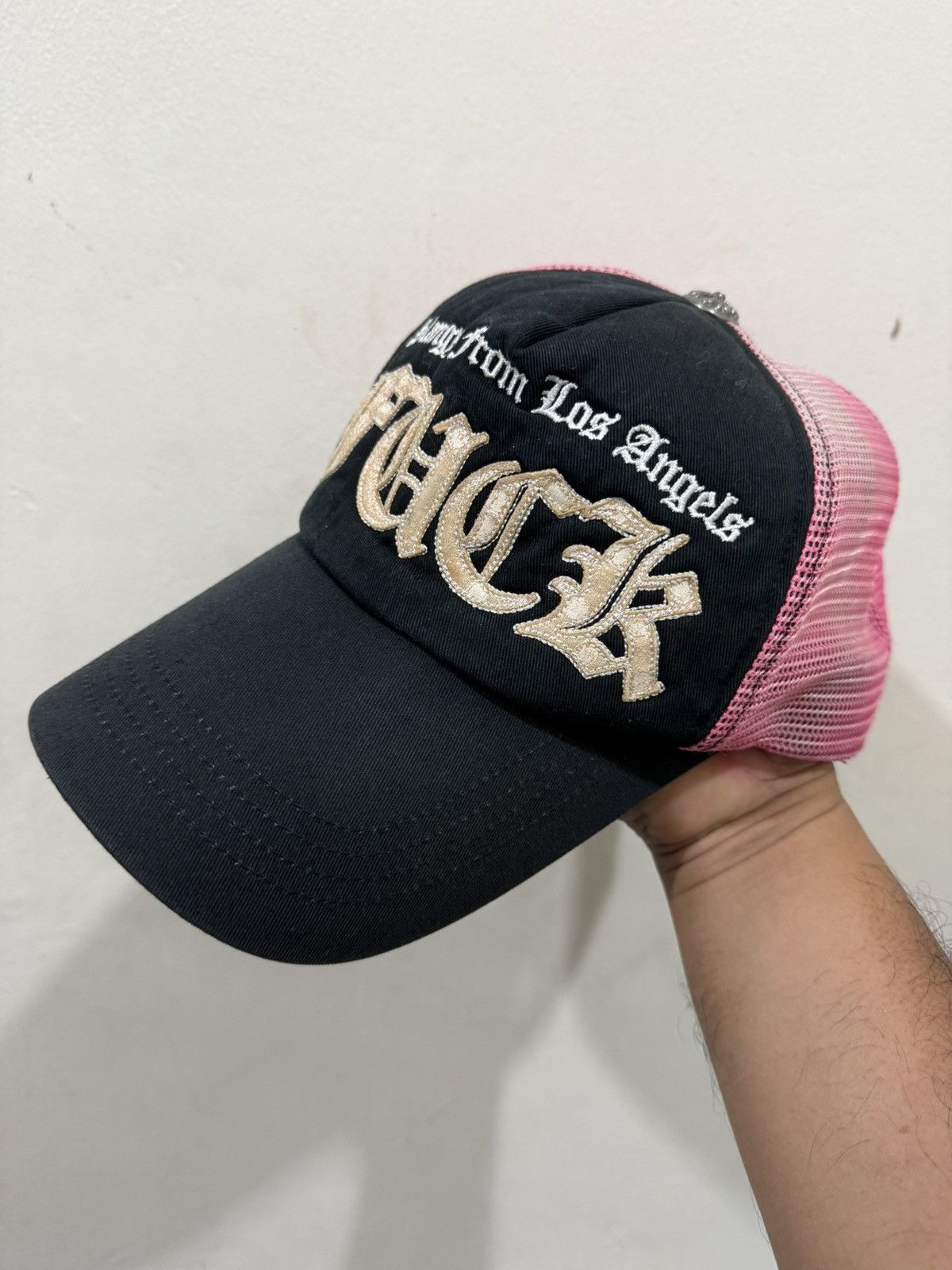 Japanese Brand VTG FUCK SLANGY CH Parody Distress Trucker Hat Size ONE SIZE - 5 Thumbnail
