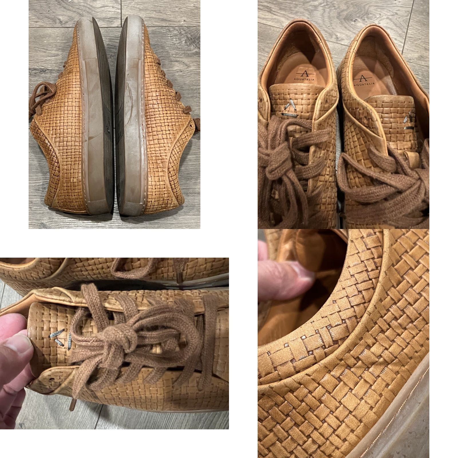 Aquatalia AQUATALIA Alaric Embossed Woven Leather Sneakers - Gray - Mens 9 M - Athletic Low Top - Weatherproof Size US 9 / EU 42 - 8 Thumbnail