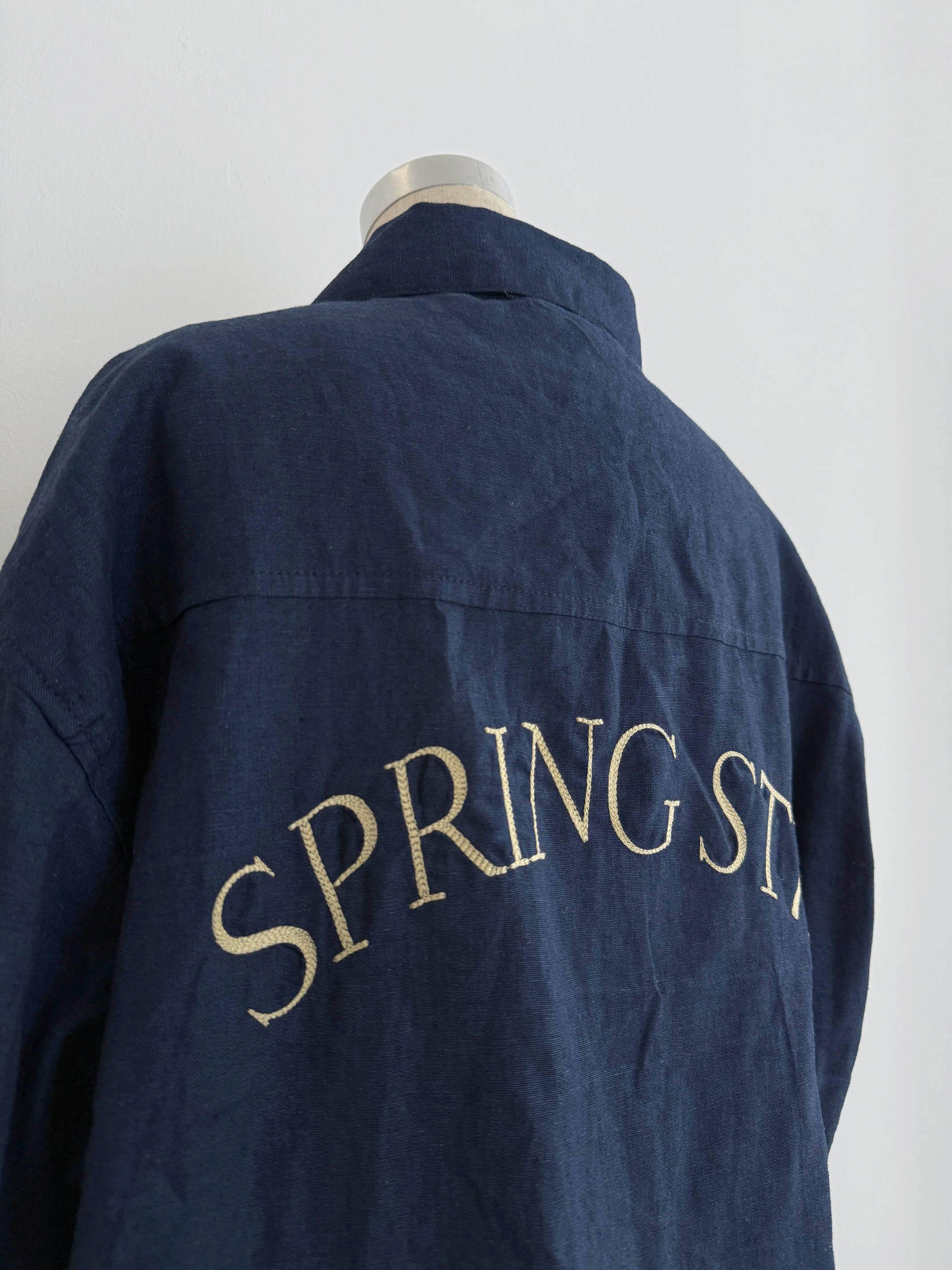 Vintage Vintage Chain stitch jacket : navy linen Size US XL / EU 56 / 4 - 5 Thumbnail