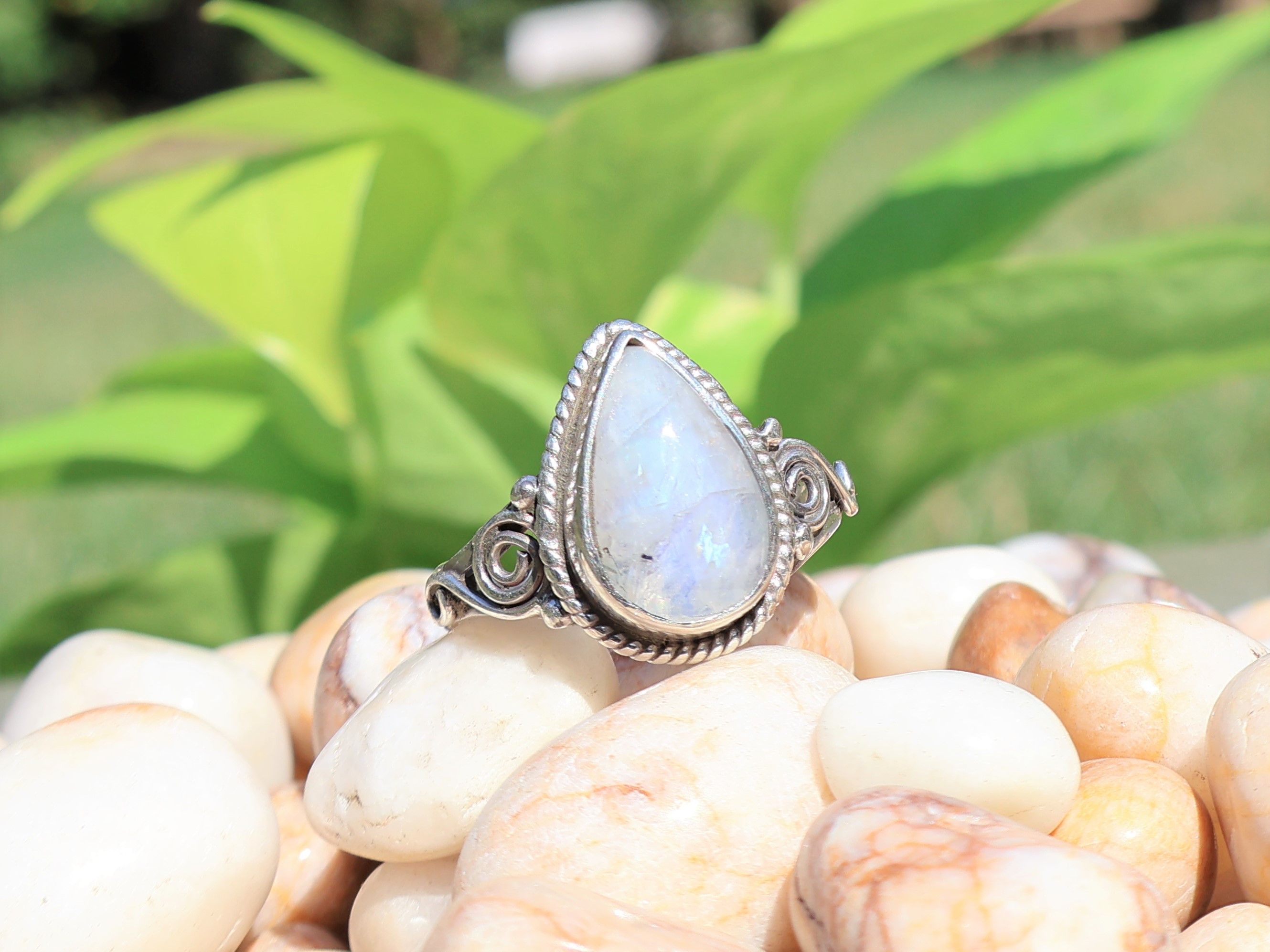 Handmade Rainbow Moonstone Ring, 925 Sterling Silver, Handmade Ring, Size ONE SIZE - 3 Thumbnail