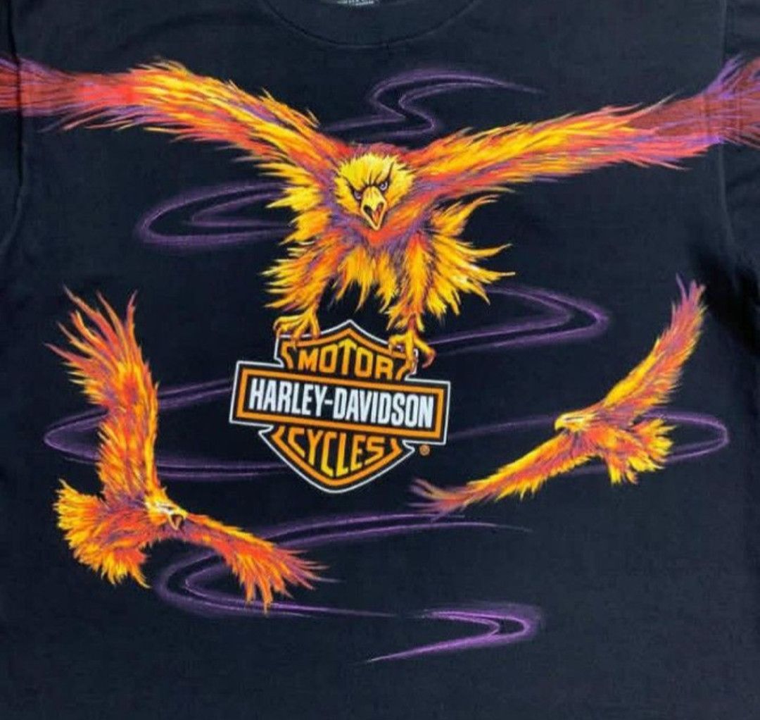 Harley Davidson Vintage 90's Harley Davidson Shirt Eagle Phoenix Thunder Tee Size US M / EU 48-50 / 2 - 2 Thumbnail