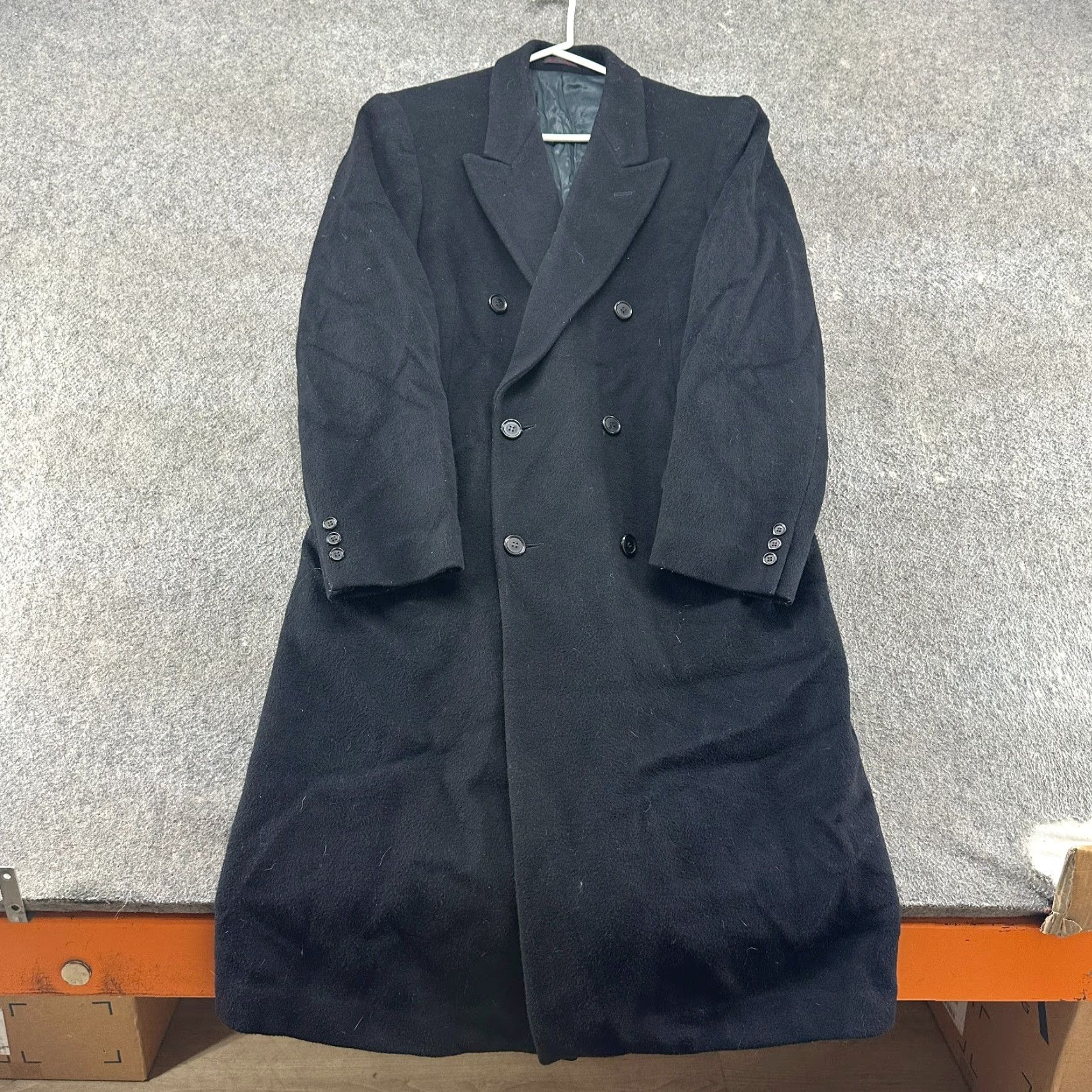 Vintage VINTAGE Nino Cerruti Coat Mens 40L Black Long Cashmere Double Breasted Lined 90s Size US XXS / EU 40 - 2 Thumbnail