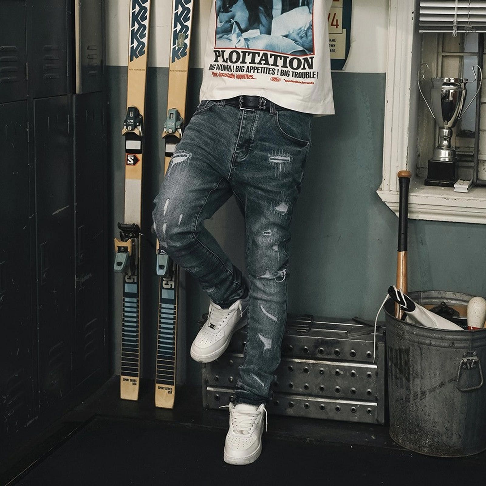 Jean × Vintage Stacked Vintage Jeans – Slim Fit, Embroidered Detail Size US 32 / EU 48 - 4 Thumbnail