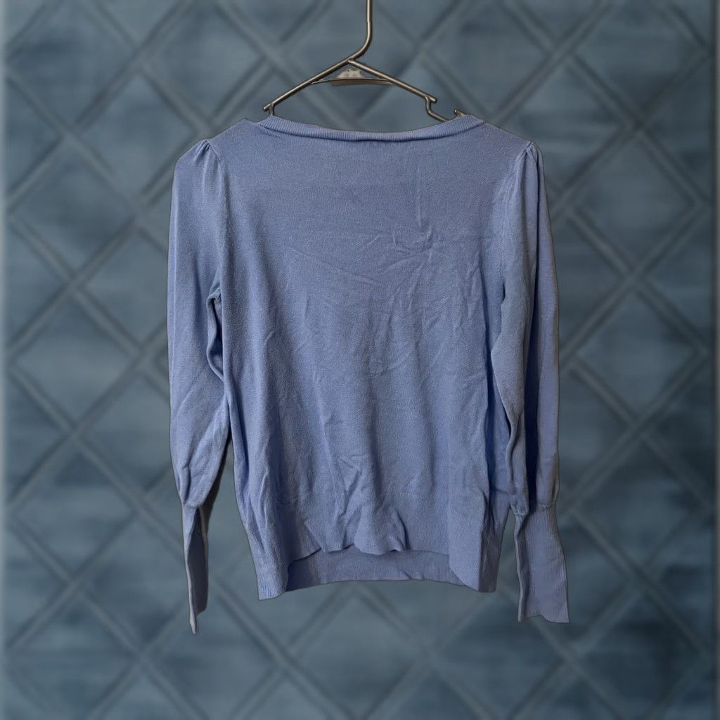 Loft VINTAGE LOFT Ann Taylor SWEATER Puff Sleeve Crew Neck Cotton Blend Womens M Blue Pullover Knits Comfortable, Modern 90s? Size M / US 6-8 / IT 42-44 - 1 Thumbnail