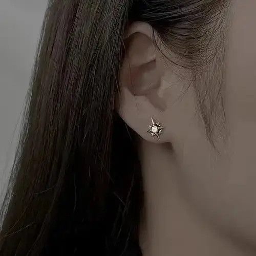 Jewelry Crystal Small Stud Earrings in Silver, Men's