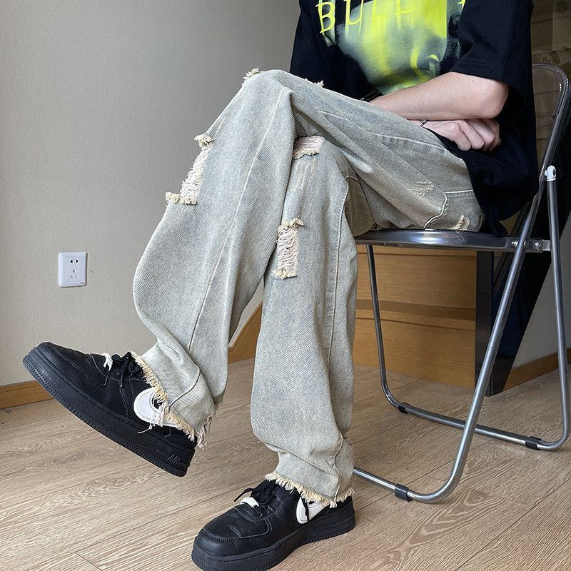 Japanese Brand Retro loose fringed ripped slightly flared jeans Size US 30 / EU 46 - 4 Thumbnail