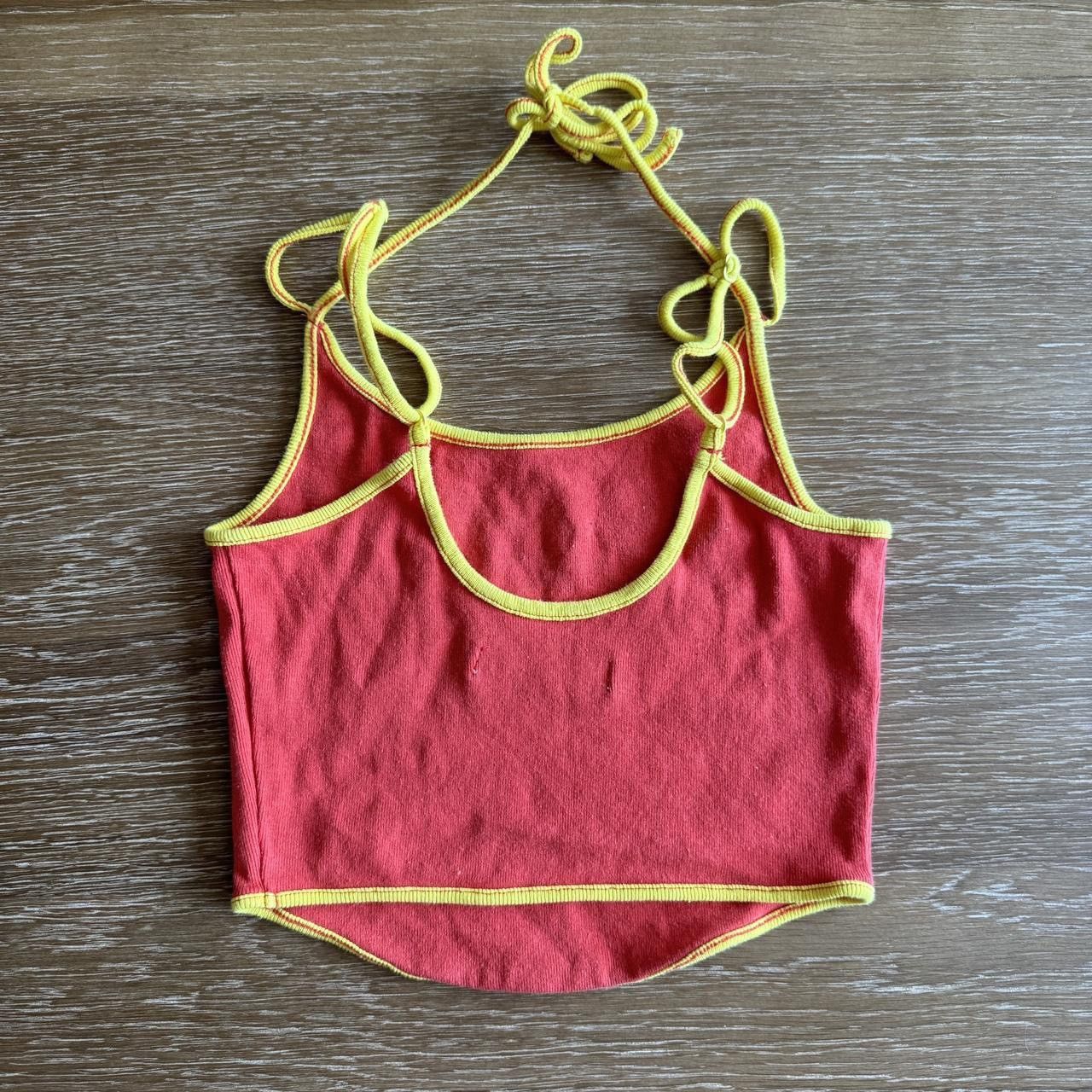 Urban Outfitters Orange and yellow double strap crop top w/ sparkle detailing Size S / US 4 / IT 40 - 3 Thumbnail