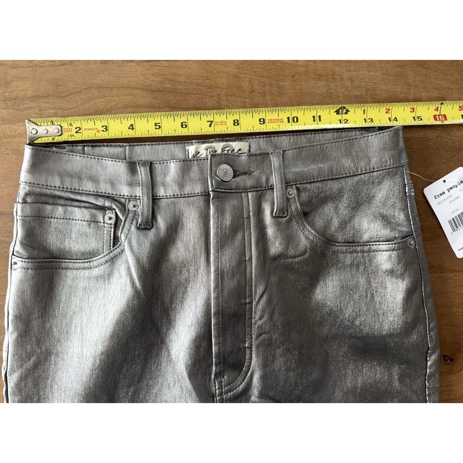Free People Free People Phoenix Coated Ankle Silver Skinny Jeans Womens 30 Slim 5-Pocket City Festival Logo Womens Size 30" / US 8 / IT 44 - 6 Thumbnail