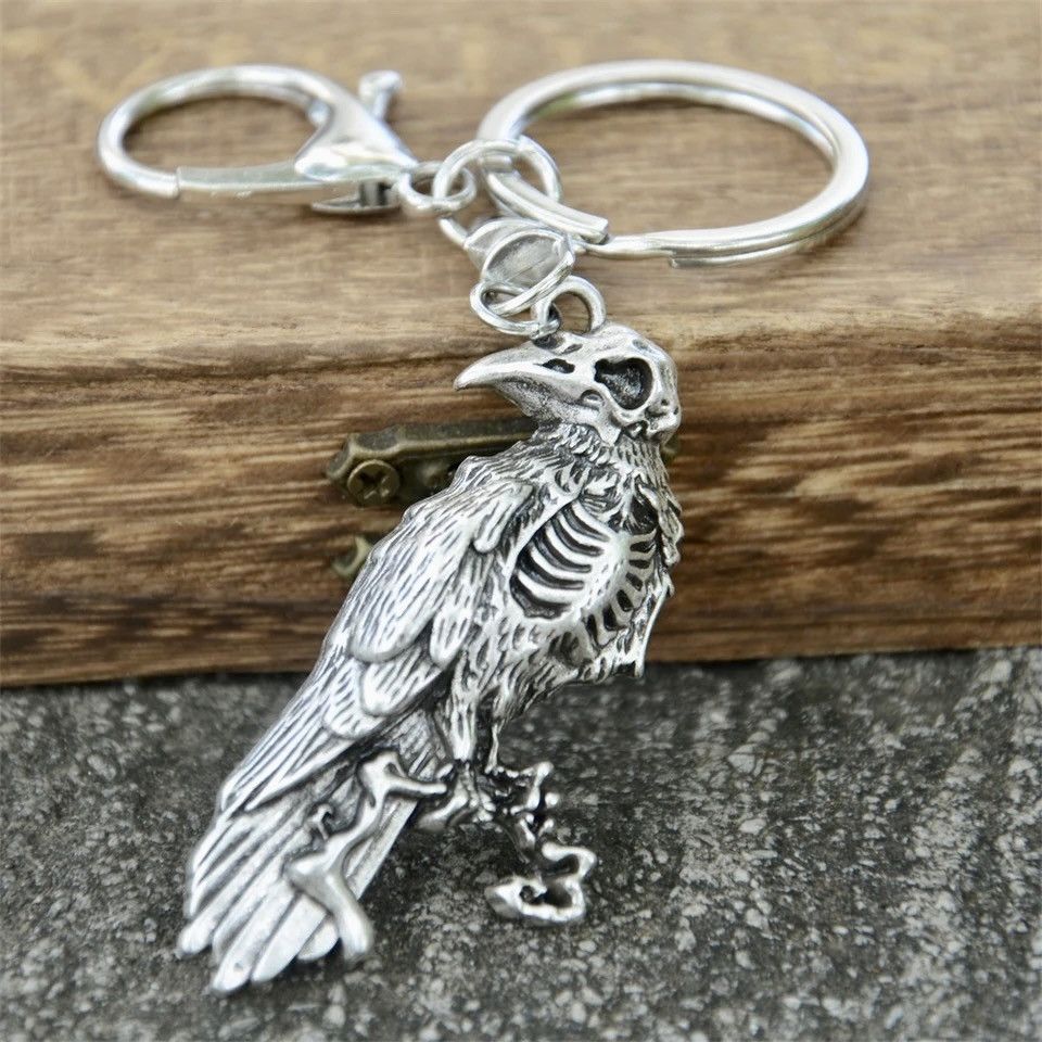 Vintage Retro Gothic Bird Skull Keychain Size ONE SIZE - 1 Thumbnail