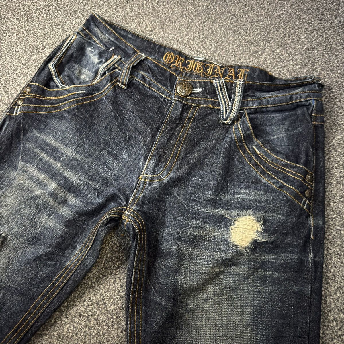 Le Grande Bleu (L.G.B.) 🇯🇵 Flared Affliction Distressed Whisker Embroidered Wings Size US 32 / EU 48 - 4 Thumbnail