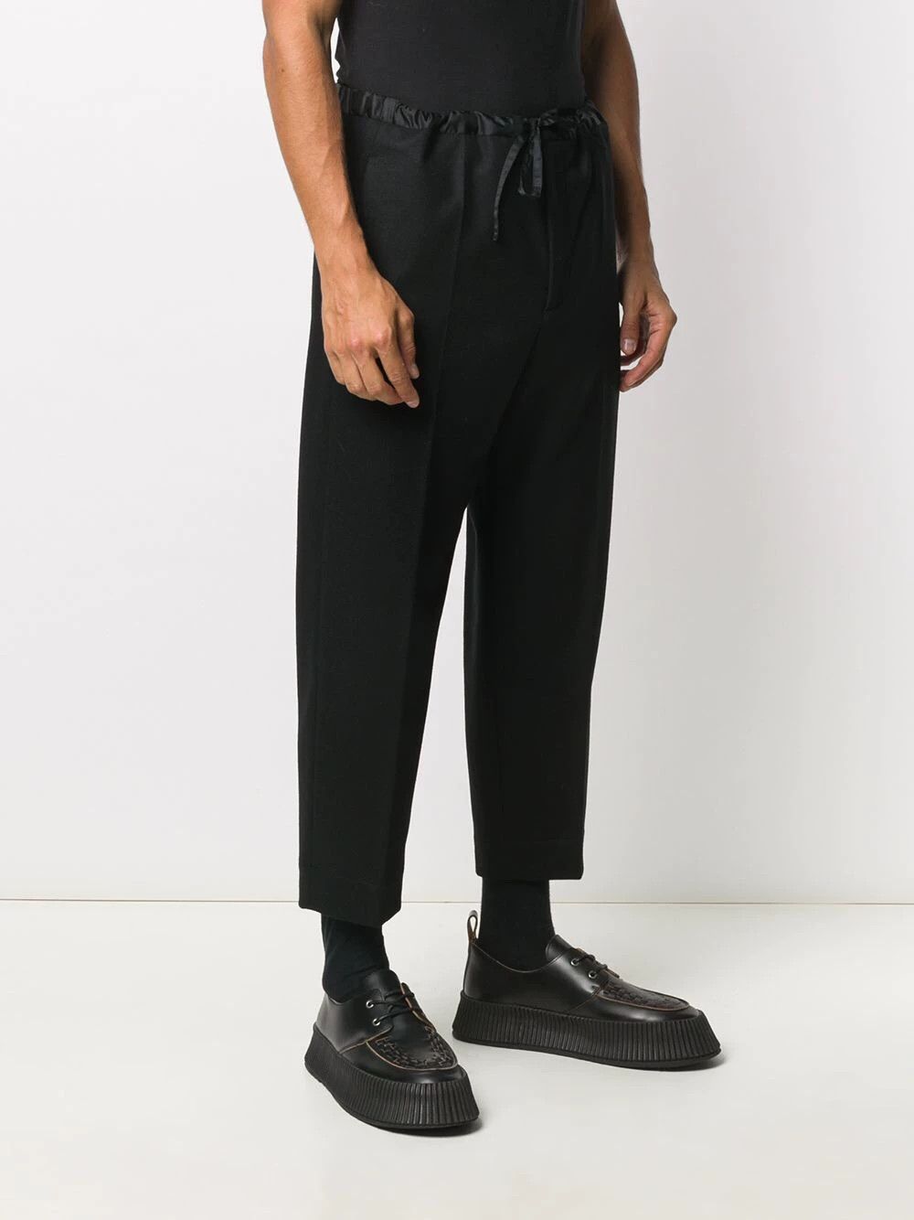 Jil Sander Black Wool Flannel Cropped Trousers Size US 30 / EU 46 - 1 Thumbnail