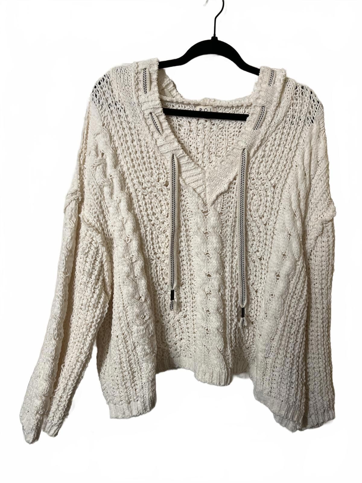 Polo Ralph Lauren POL Women's Cream Cable Knit Hoodie Sweater Size Small Size S / US 4 / IT 40 - 3 Thumbnail