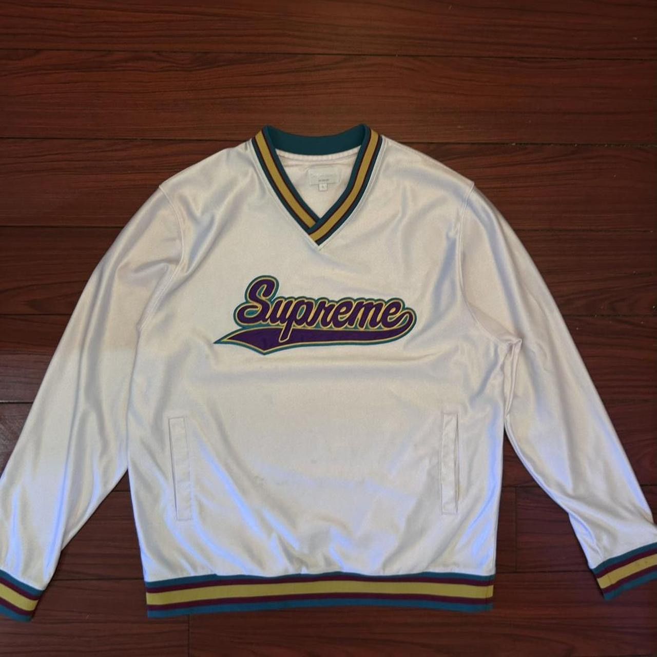 Supreme Supreme White Nylon V-Neck Jersey Size US L / EU 52-54 / 3 - 1 Thumbnail