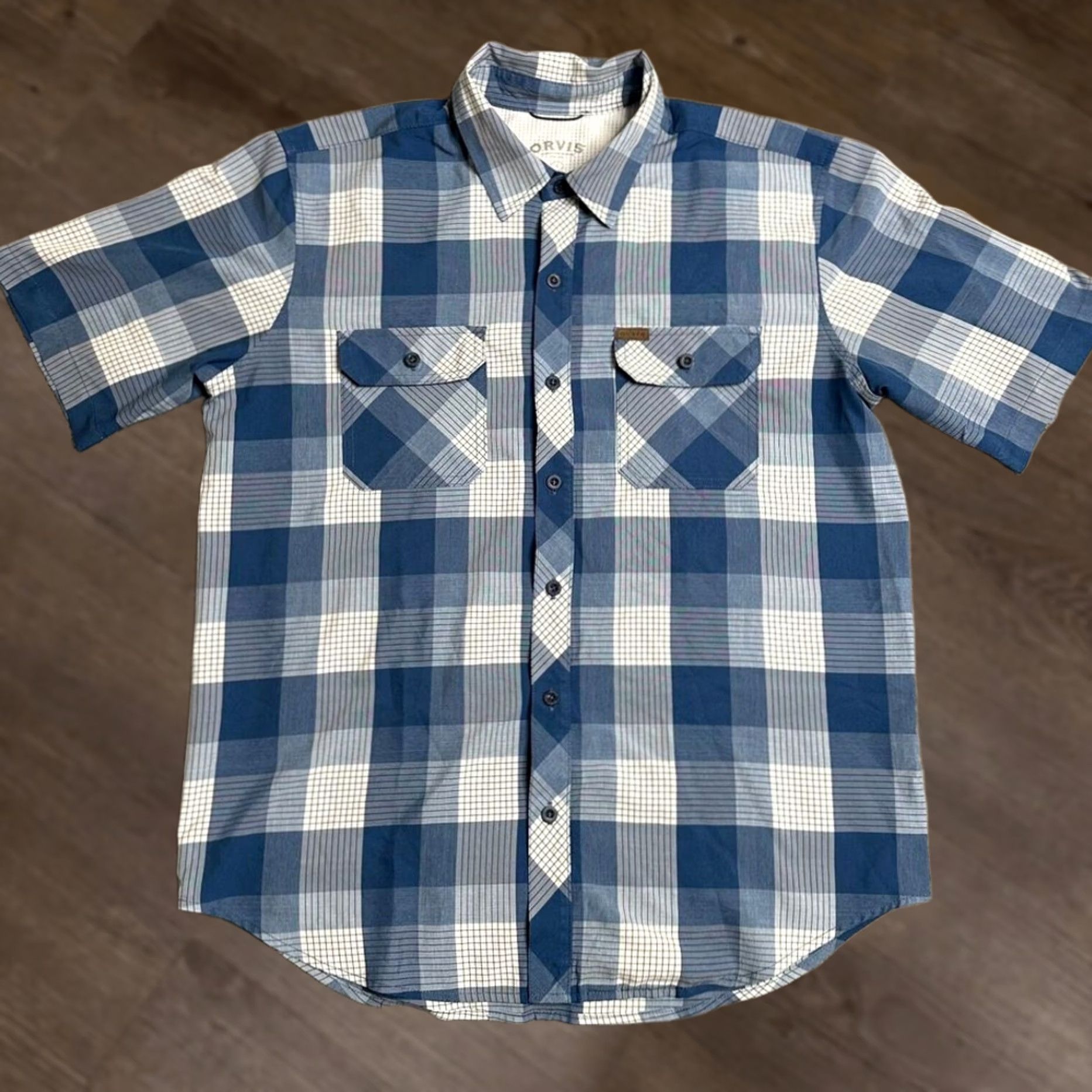 Orvis Orvis Shirt Adult Large Blue White Plaid Classic Collection Button Up Pocket Men Size US L / EU 52-54 / 3 - 1 Thumbnail