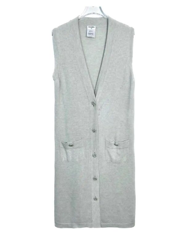 Chanel Chanel Light Gray Cotton Cardigan for Women 0089 Size S / US 4 / IT 40 - 1 Thumbnail