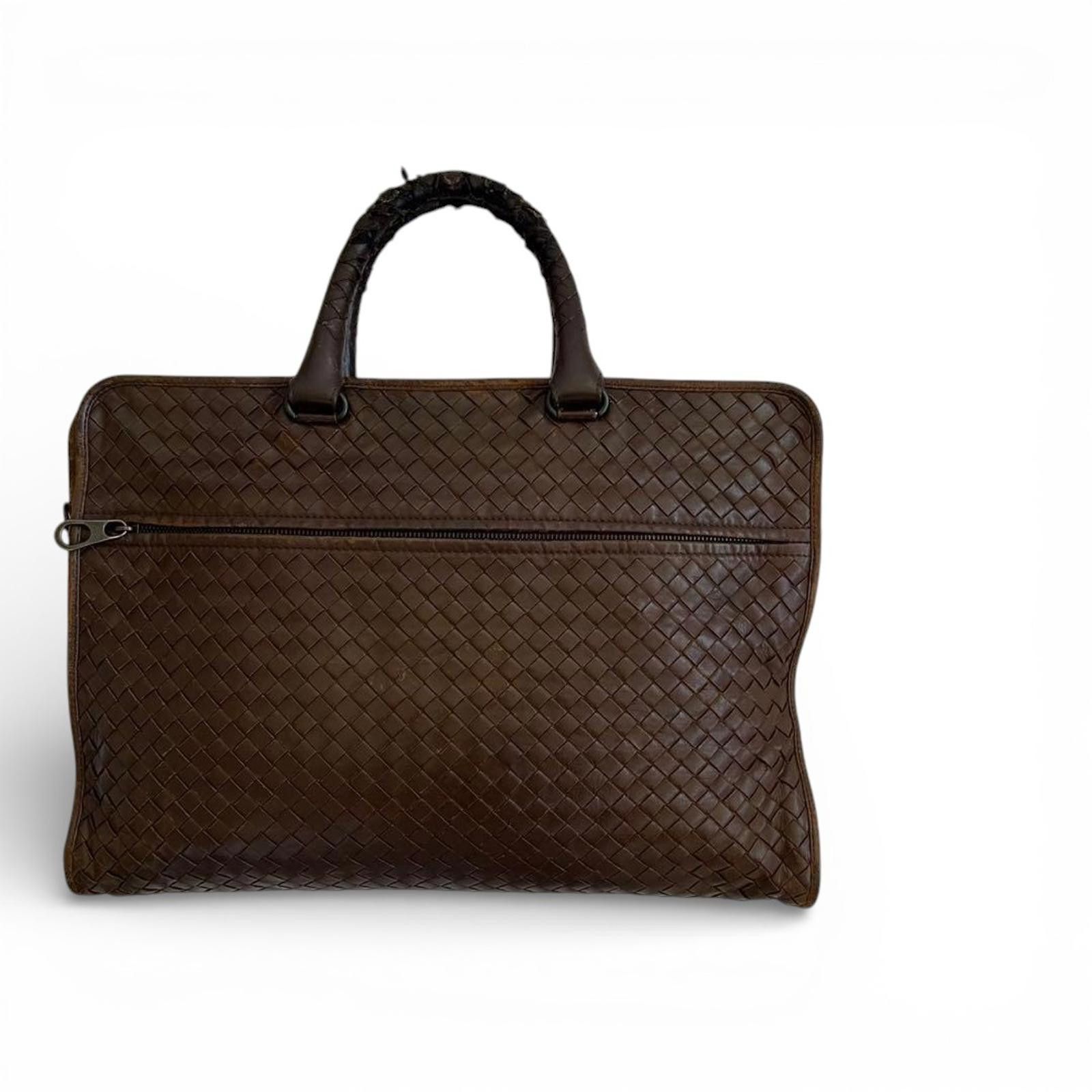 Bottega Veneta Bottega Veneta - Brown Woven Leather Satchel Bag Size ONE SIZE - 3 Thumbnail