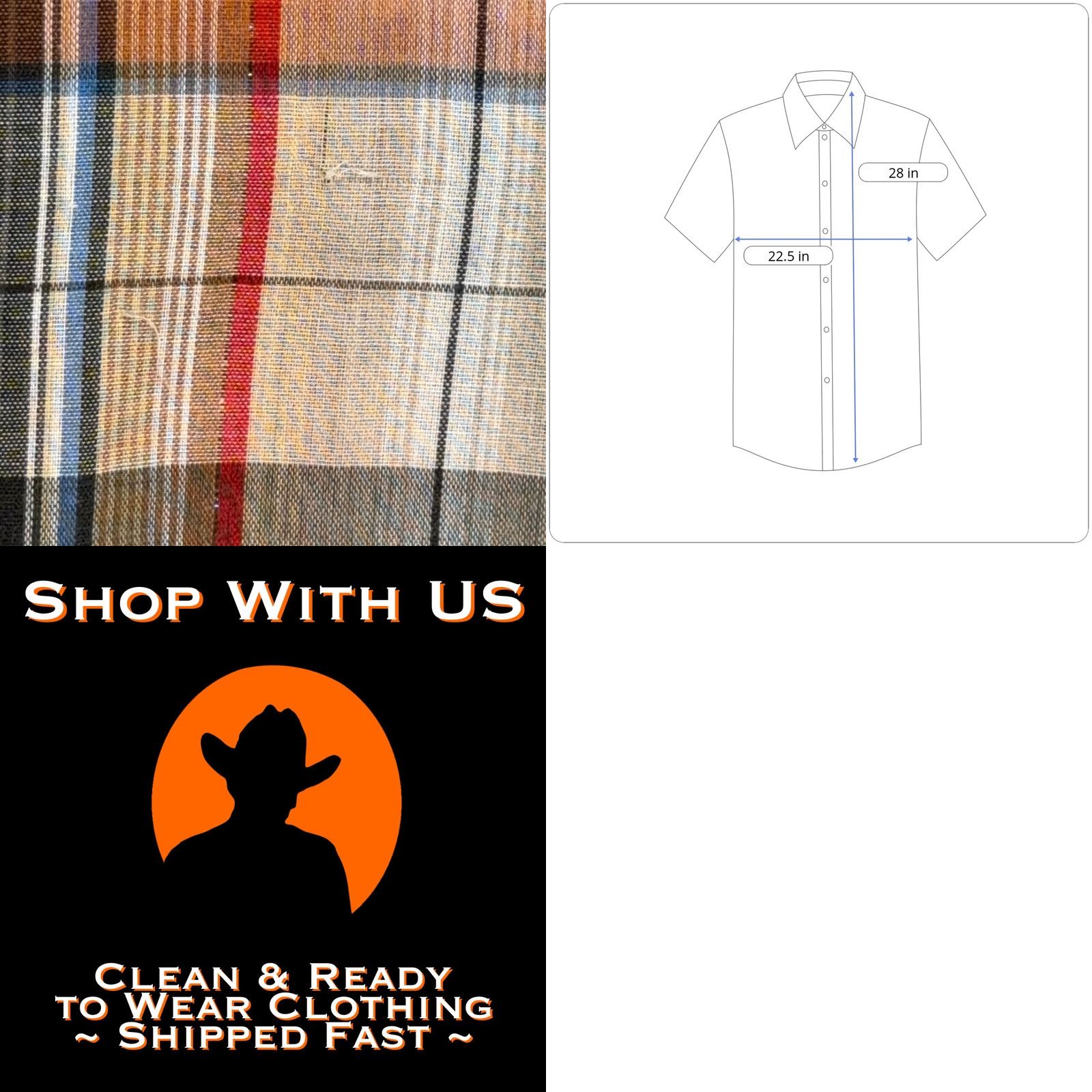Rails VINTAGE Canyon Trails Western Shirt Adult MEDIUM Brown Plaid Pearl Snap 70s Mens Size US M / EU 48-50 / 2 - 8 Thumbnail