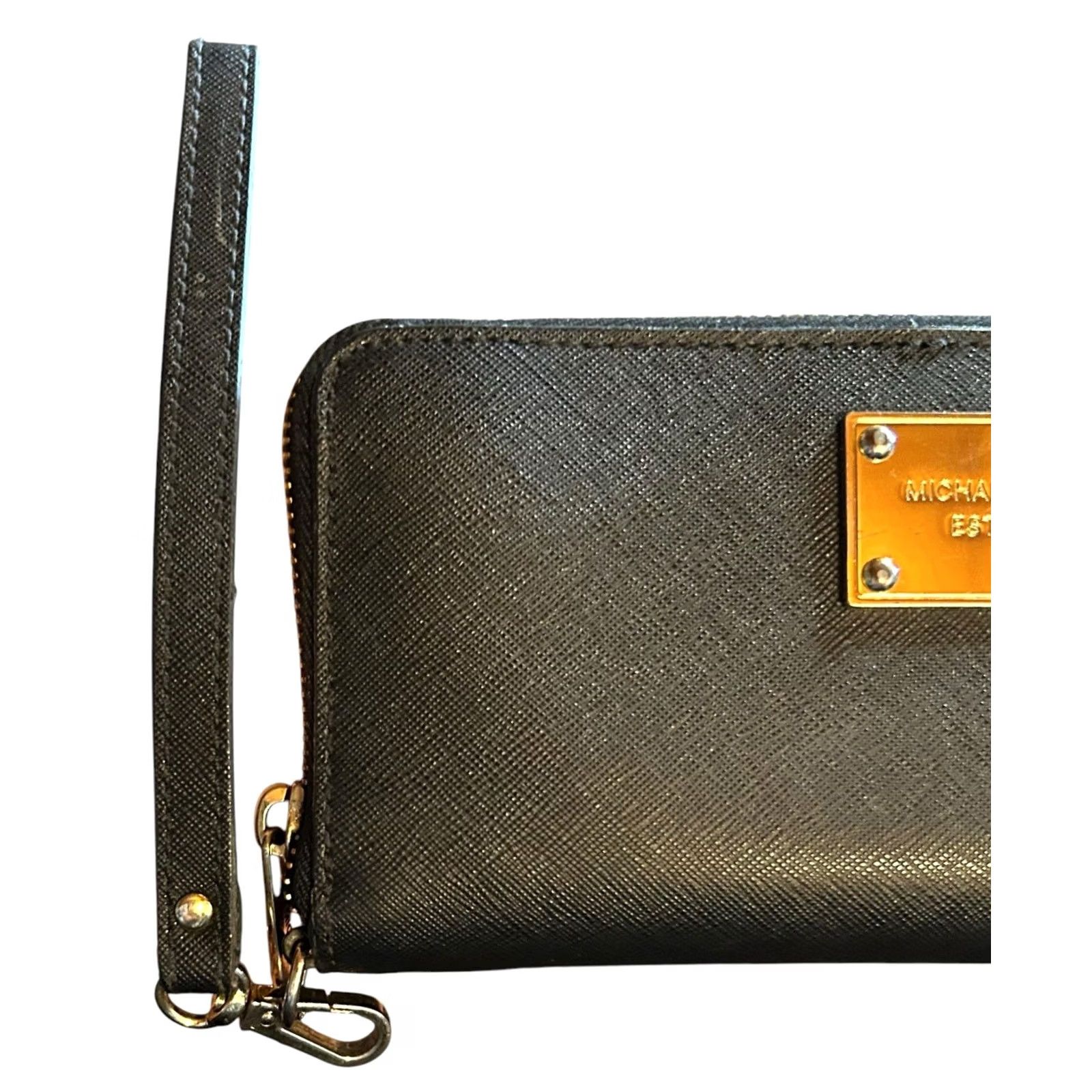 Michael Kors Michael Kors Saffiano Jet Set Zip Around Wallet Black Leather Women's Zip-Around Credit Card/Cardholder Size ONE SIZE - 4 Thumbnail