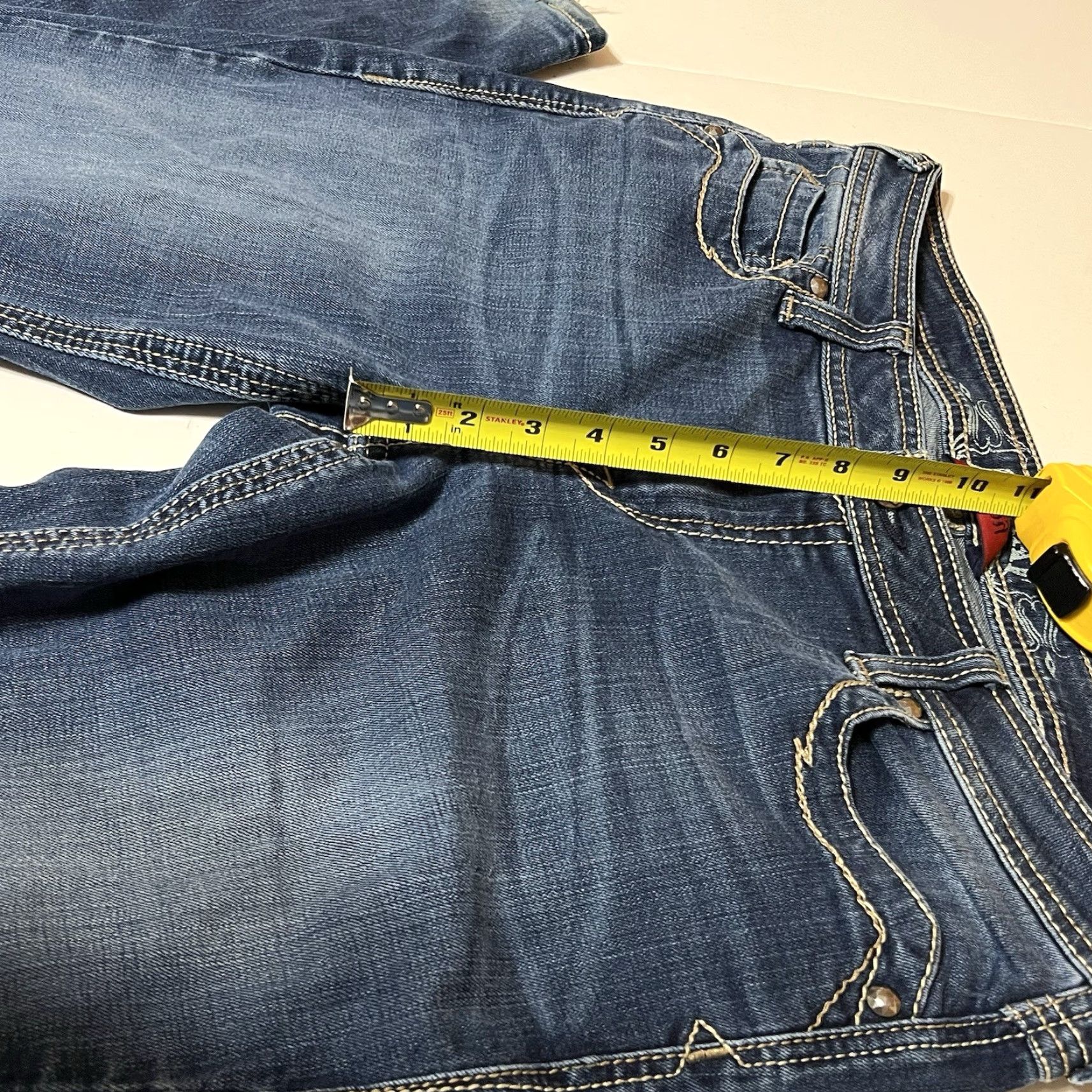 Ariat Ariat Jeans Bootcut Womens Distressed Blue Denim 36x32 32R 36in Waist Inseam Regular Cowboy Southwestern Logo Button Size 25" / US 0 / IT 36 - 4 Thumbnail