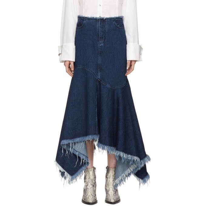 Marques'Almeida MARQUES ALMEIDA INDIGO DENIM ASYMMETRIC SKIRT Size 27" / US 4 / IT 40 - 1 Thumbnail