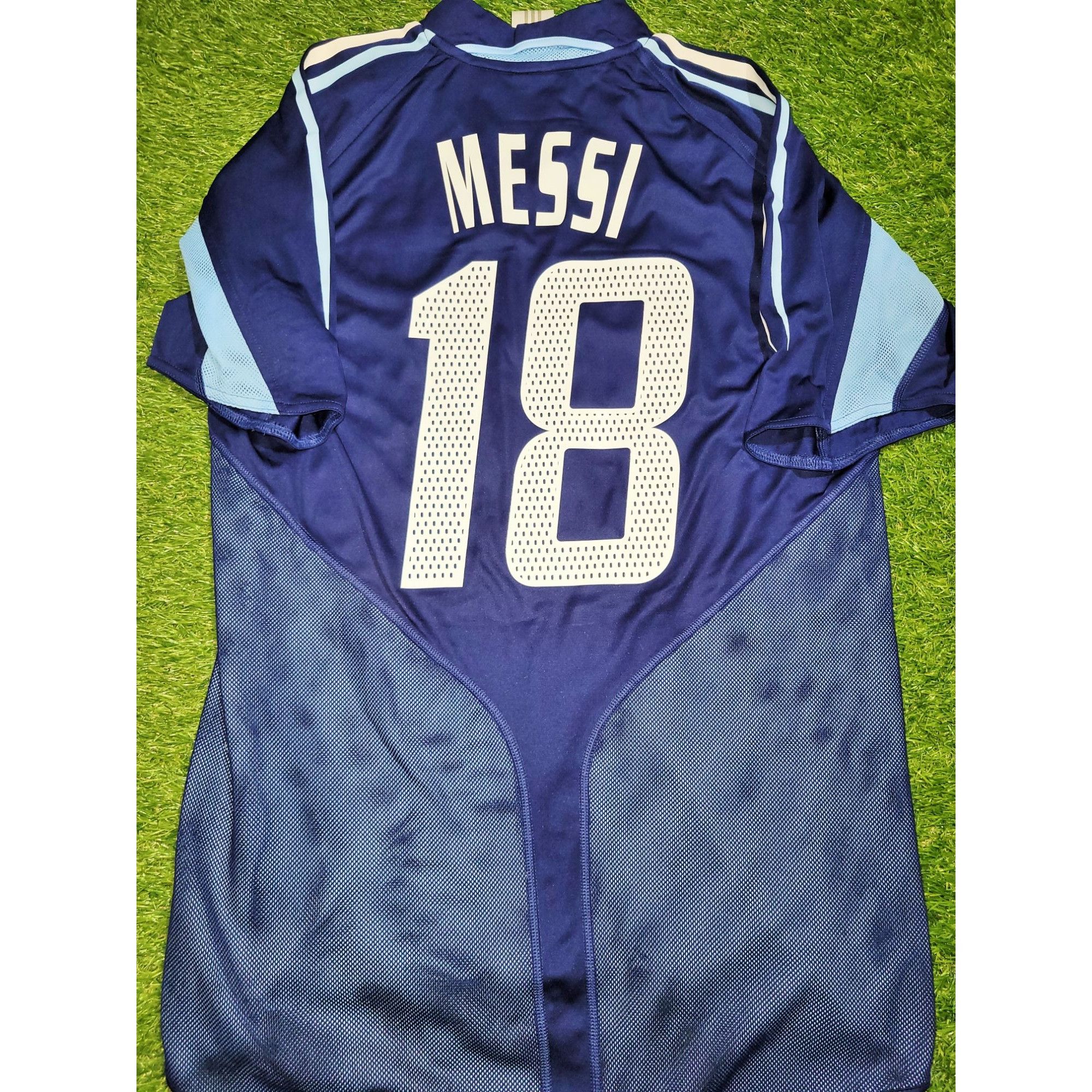 image of Adidas Messi Argentina 2004 2005 Debut Away Soccer Jersey Shirt S in Blue, Men's (Size Small)