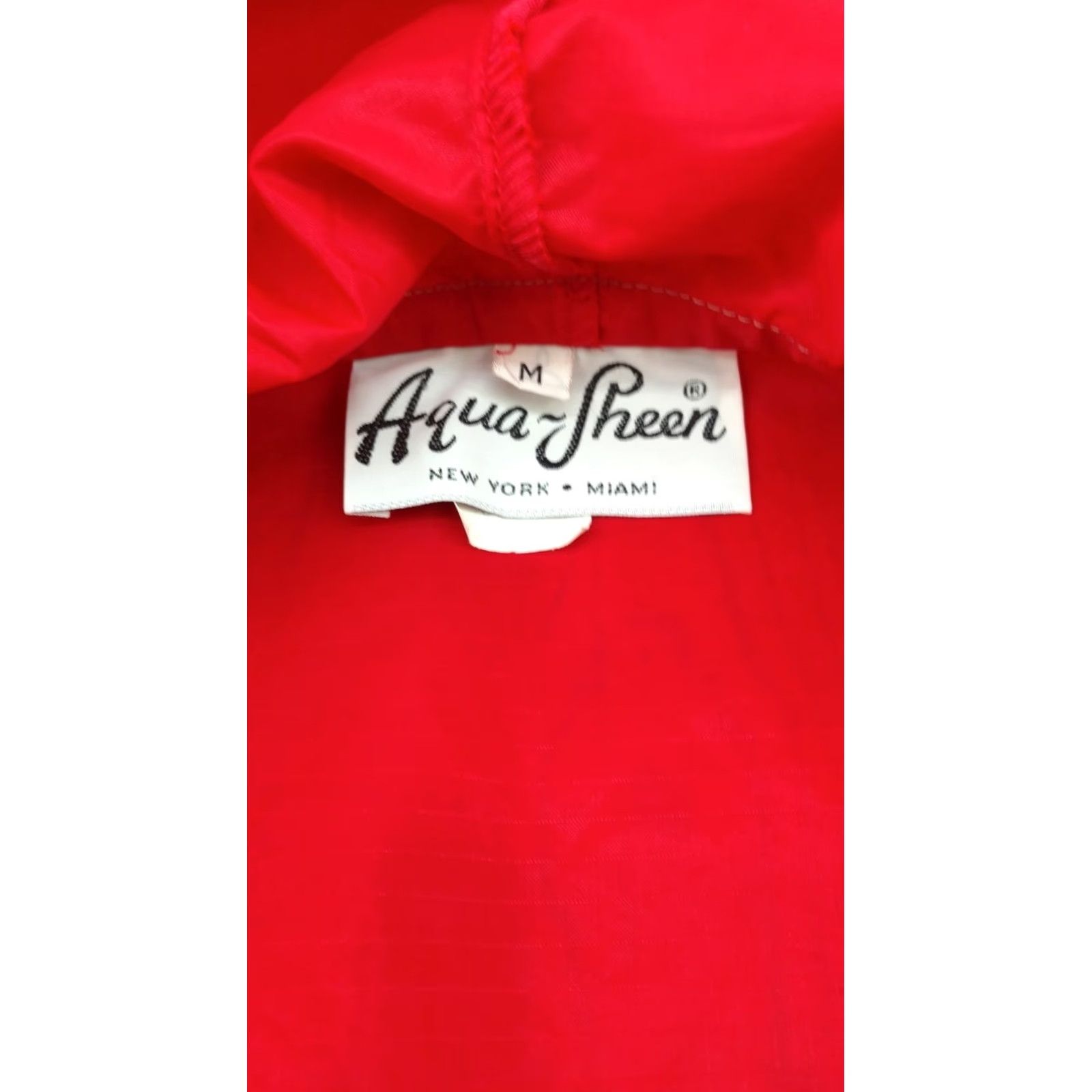 AQUA Vintage Aqua Sheen Wind Breaker Jacket Red Medium M Retro Spring Unisex Adults Nylon Windbreaker Shirt 90s Mens Womens Size US M / EU 48-50 / 2 - 8 Thumbnail