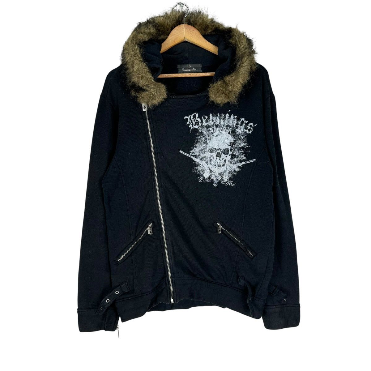 If Six Was Nine ☀️BERNINGS SHO HOODIE FUR SKULL SWEATSHIRT Size US L / EU 52-54 / 3 - 2 Thumbnail