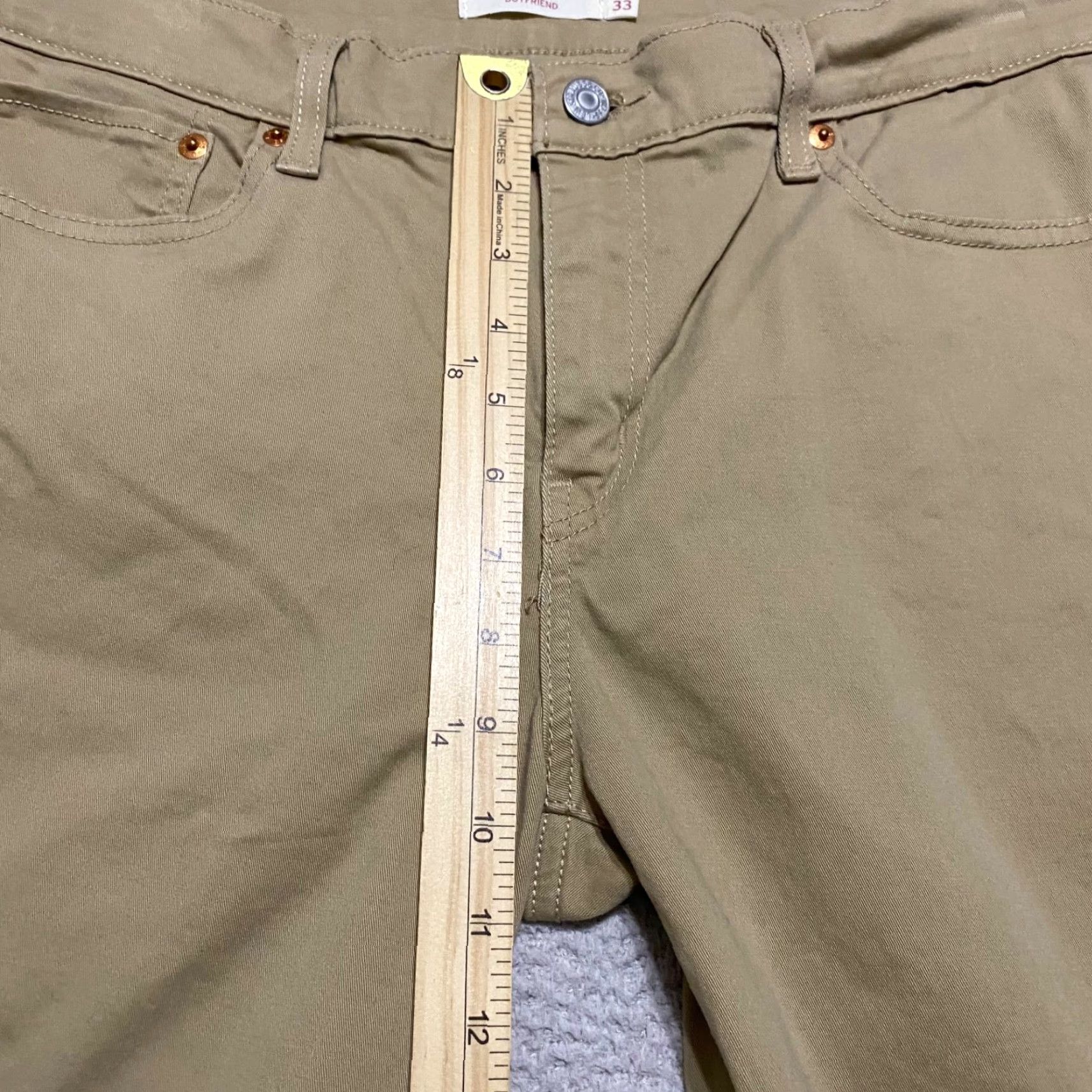 Levi's Levi's Jeans Beige Medium Wash Boyfriend High Rise Straight, Womens, Size 33, 5-Pocket Denim, Regular, Button Zip, Cotton Blend, Stretch Size 24" / US 00 / IT 34 - 7 Thumbnail