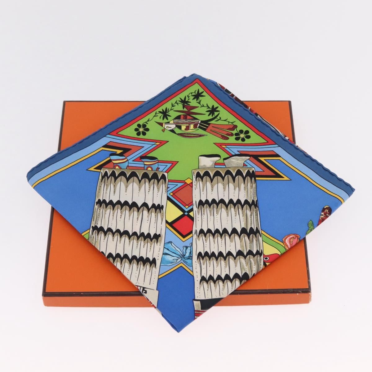 Hermes HERMES Carre 90 Scarf Silk Blue Red "KACHINAS" Auth ki6872M Size ONE SIZE - 24 Thumbnail