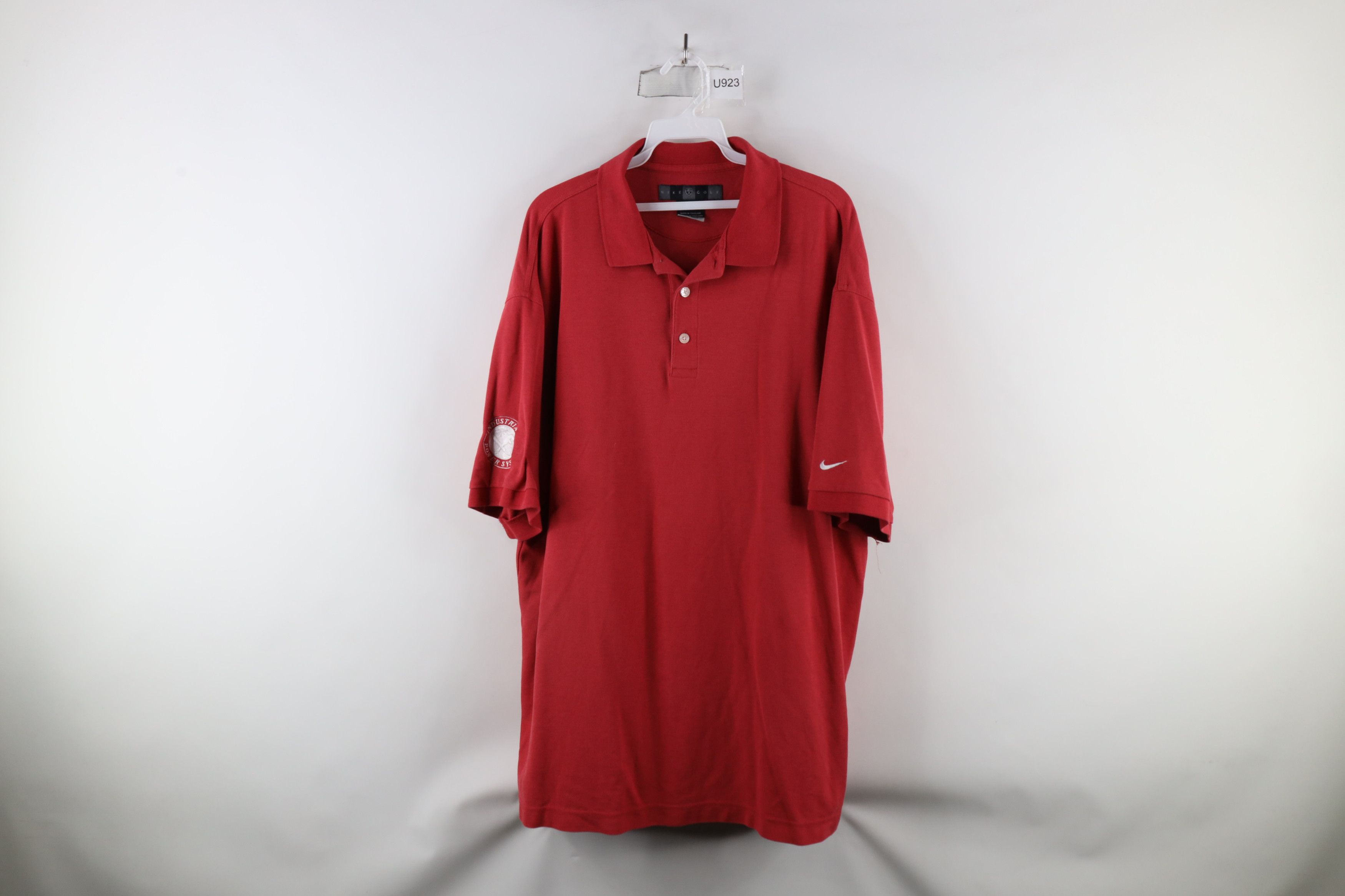 Nike × Vintage Vintage Nike Golf Travis Scott Mini Swoosh Polo Shirt Red Size US XXL / EU 58 / 5 - 1 Thumbnail