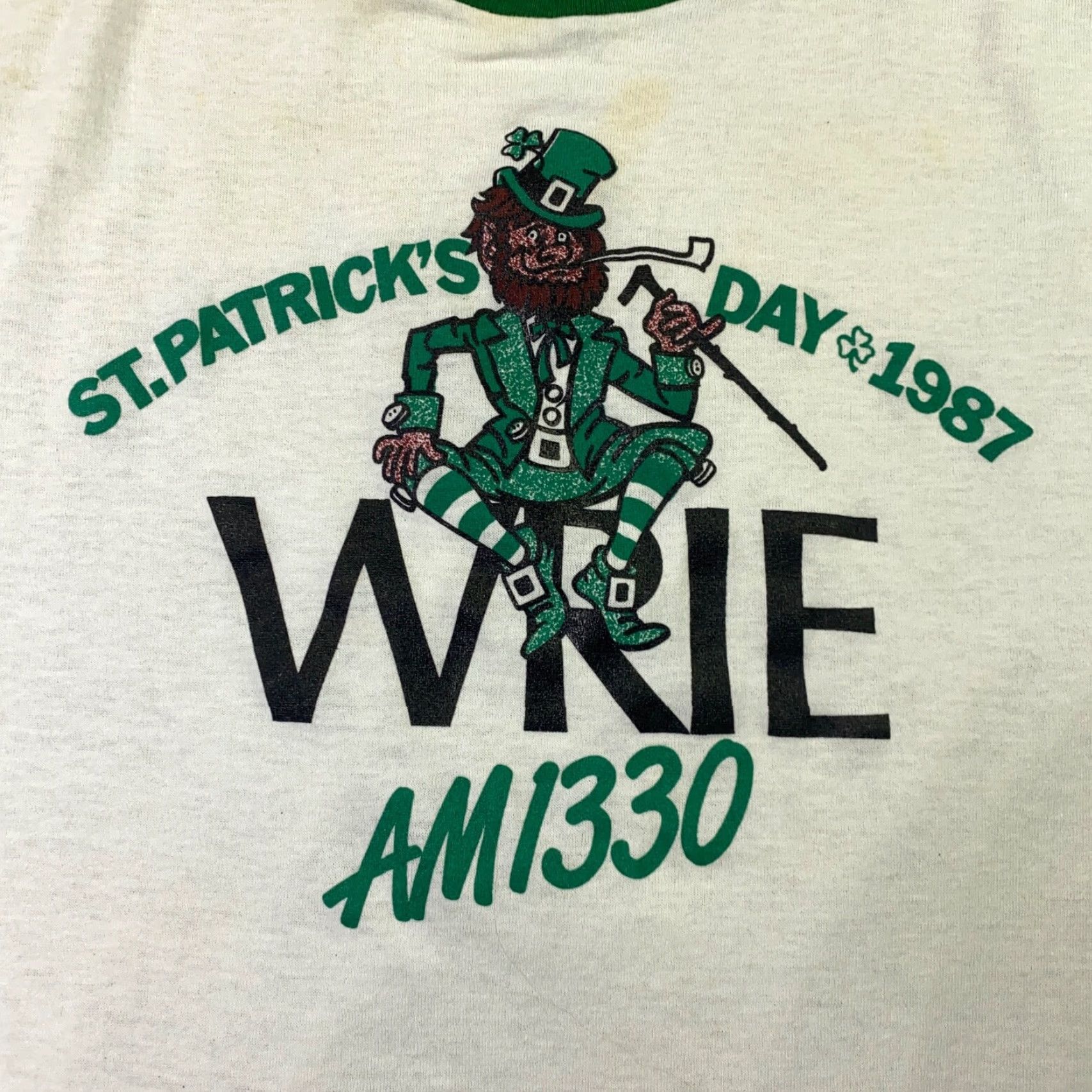 Vintage VTG St Patricks Day Shirt Adult Large White Irish 80s Single Stitch Erie WRIE Shirt Men L White UK? Size US L / EU 52-54 / 3 - 2 Thumbnail