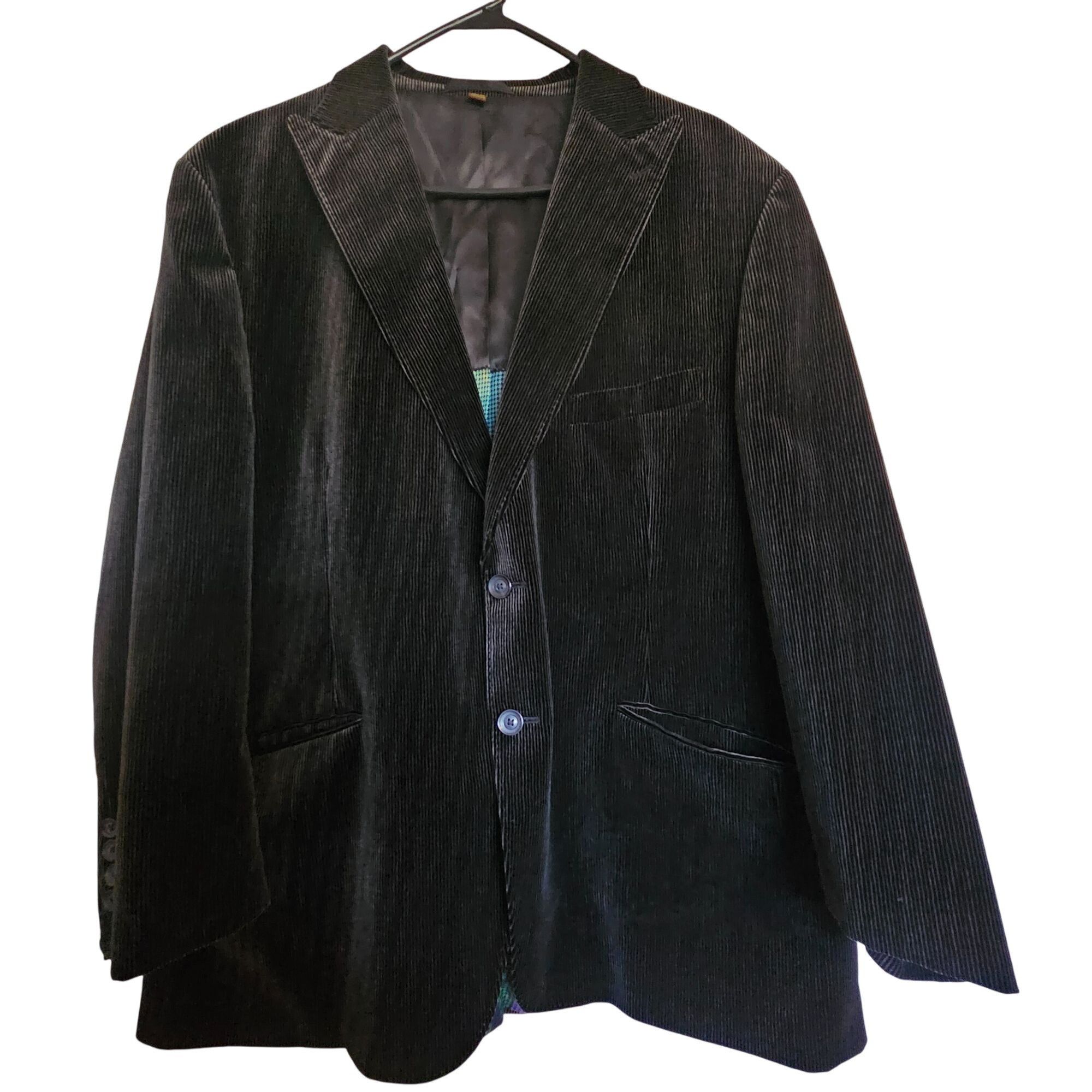 Other Moseley & Hollard Men 46R Black Corduroy Sport Coat Casual B Size 46R - 2 Thumbnail