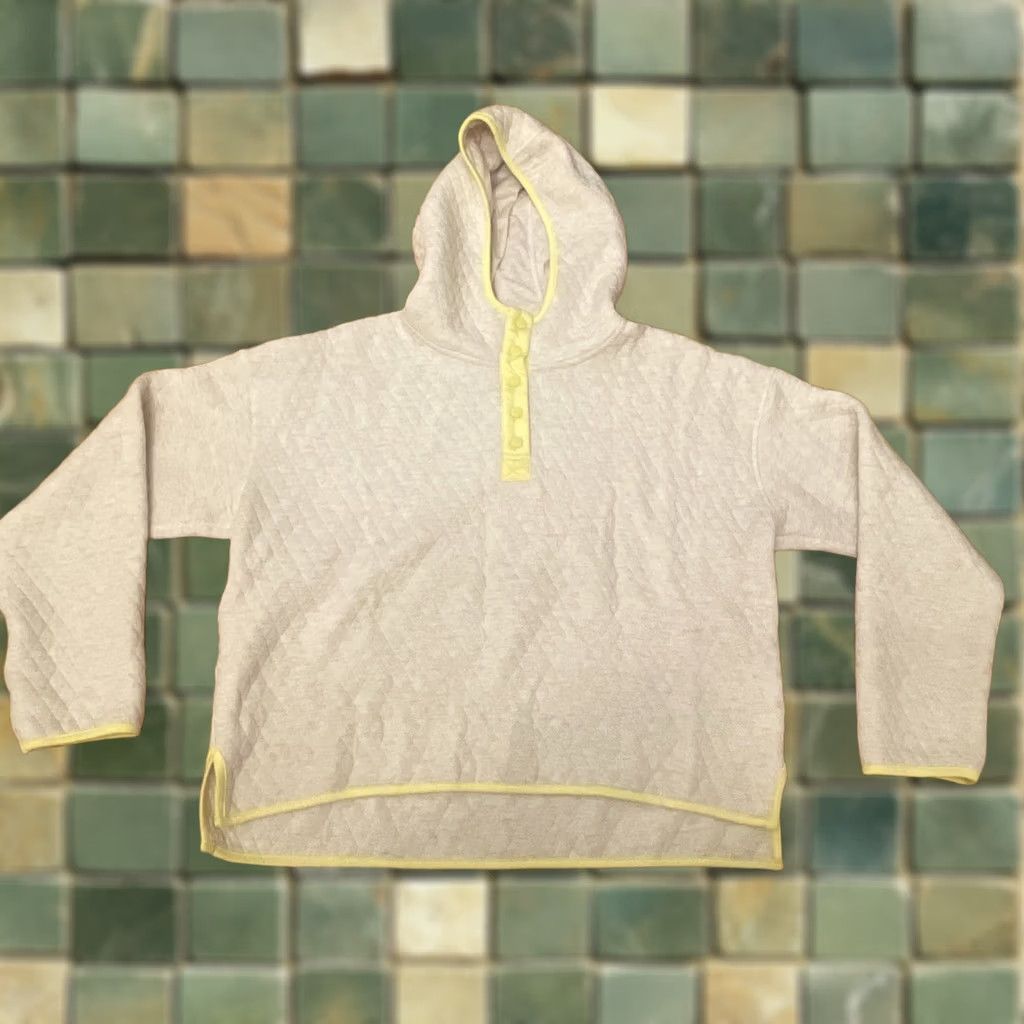 Marine Layer Marine Layer Corbet Quilted Hoodie Pullover Womens XL Cream Neon Yellow Pullover Size XL / US 12-14 / IT 48-50 - 1 Thumbnail