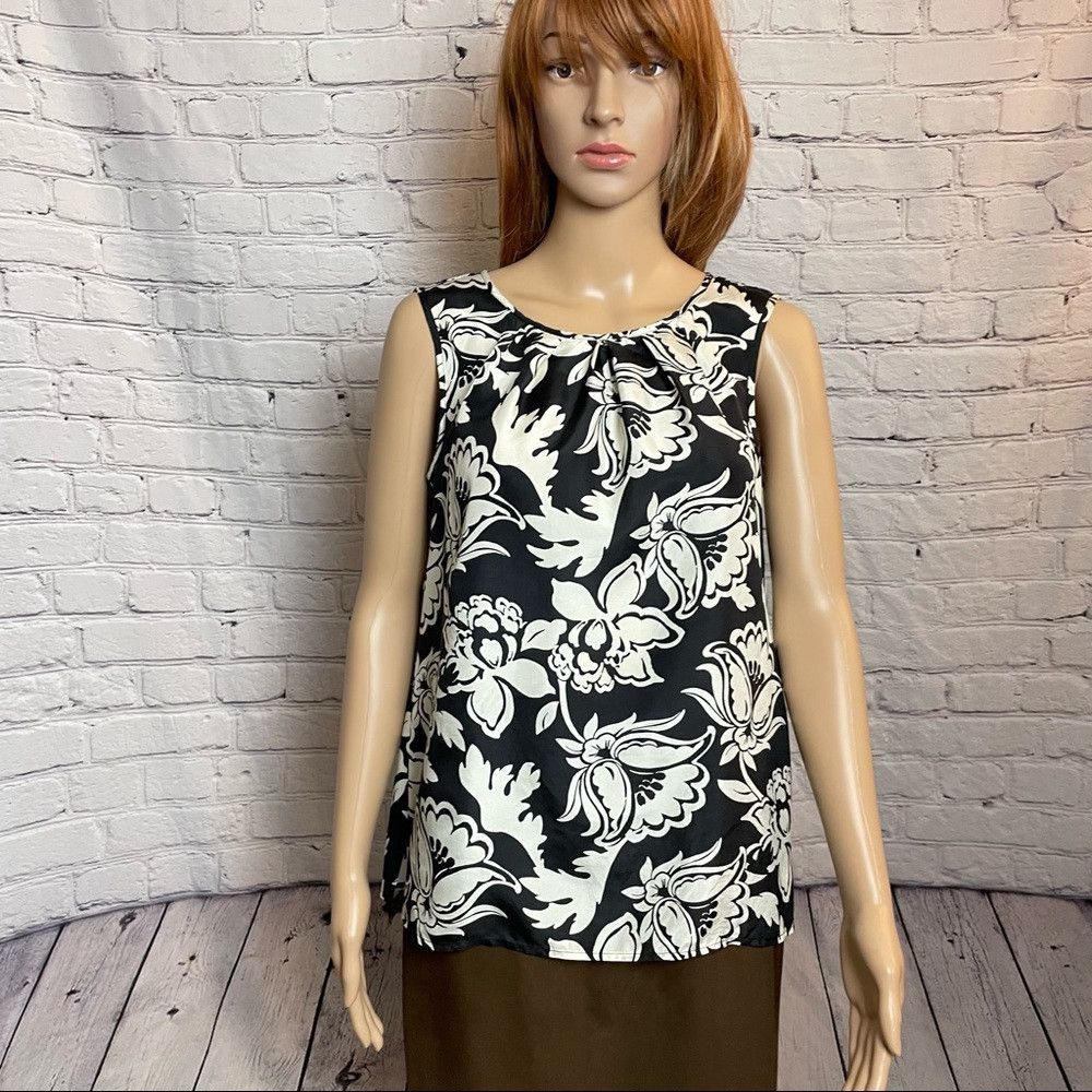 Talbots Talbots Black White Floral Silk Blouse Size 6 Size M / US 6-8 / IT 42-44 - 1 Thumbnail