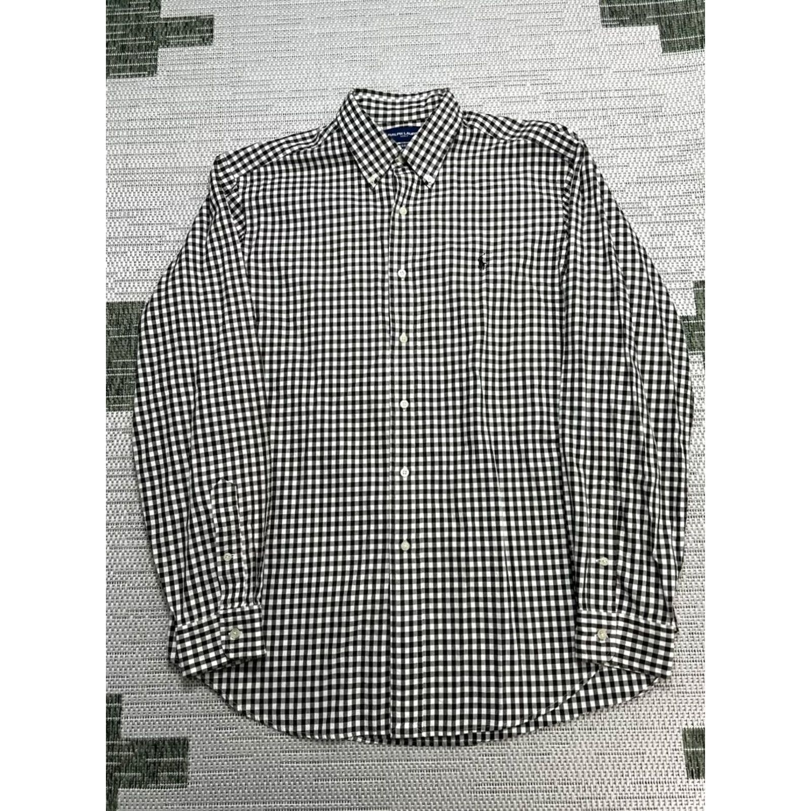 Ralph Lauren Ralph Lauren Golf Shirt Mens Large Black Cotton Gingham Flannel Classic Fit Button-Up Size US L / EU 52-54 / 3 - 2 Thumbnail