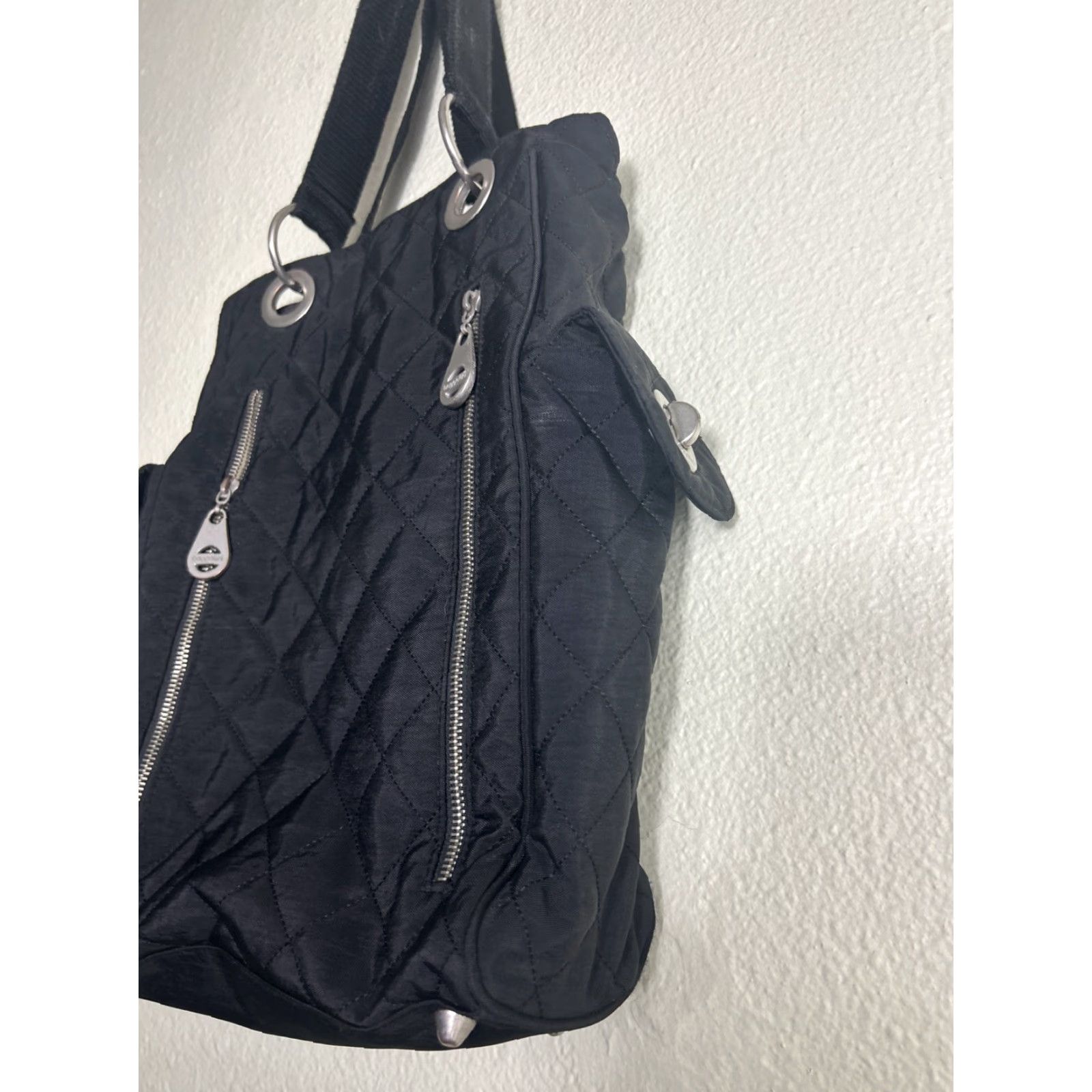 Vintage Baggallini Quilted Shoulder Large Tote Bag Black Nylon Zippers Travel Women Size ONE SIZE - 5 Thumbnail