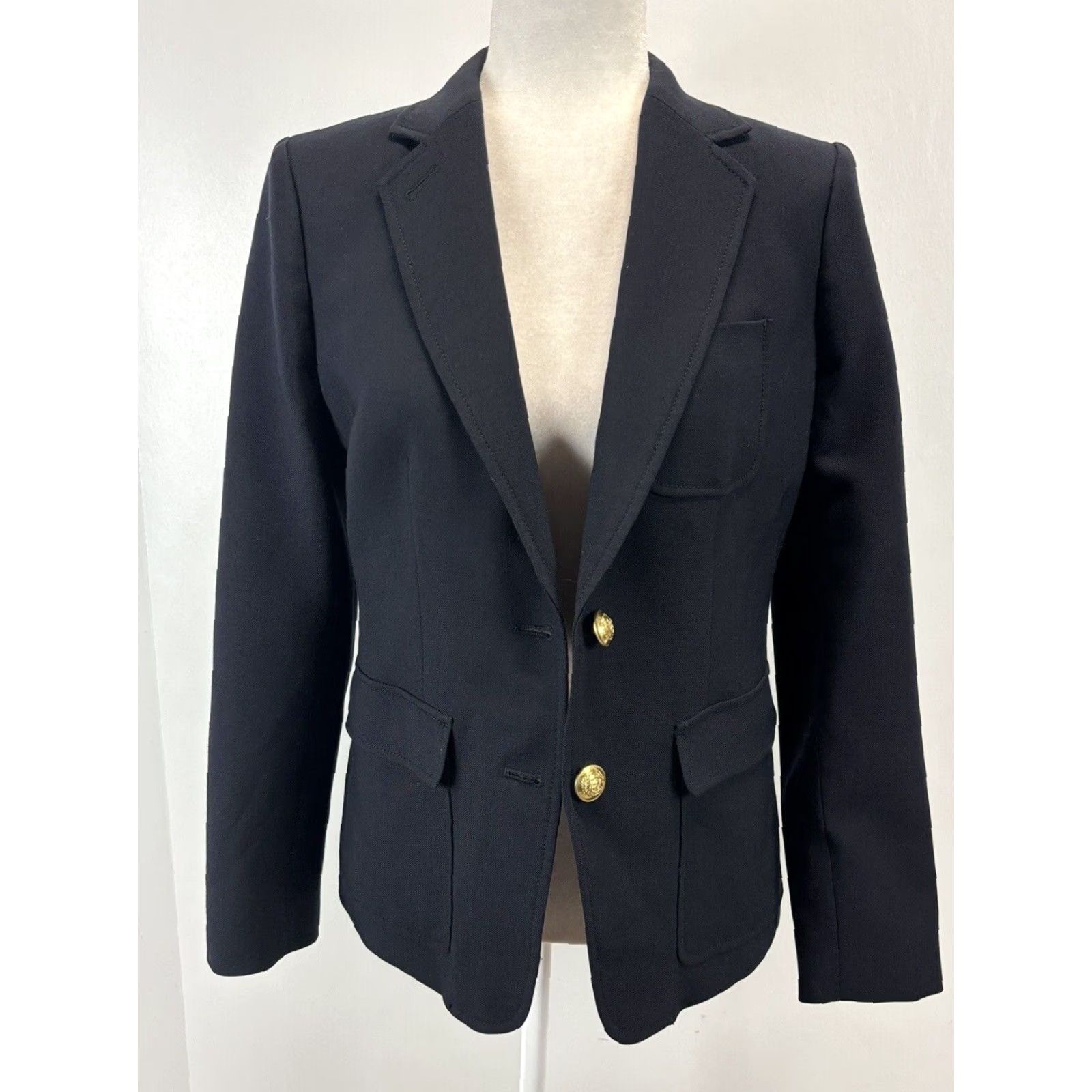 J.Crew J.CREW Rhodes Blazer Women Size 6 Navy 100% Wool Gold Buttons Classic Career Preppy Womens Size M / US 6-8 / IT 42-44 - 7 Thumbnail