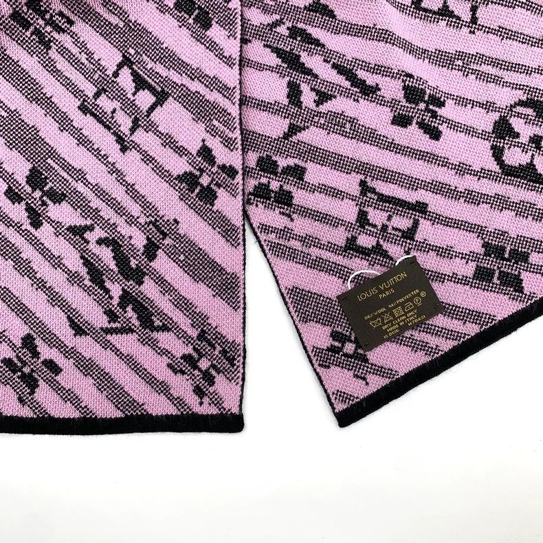 Louis Vuitton Louis Vuitton Color-block logo older-print wool shawl scar Size ONE SIZE - 6 Thumbnail