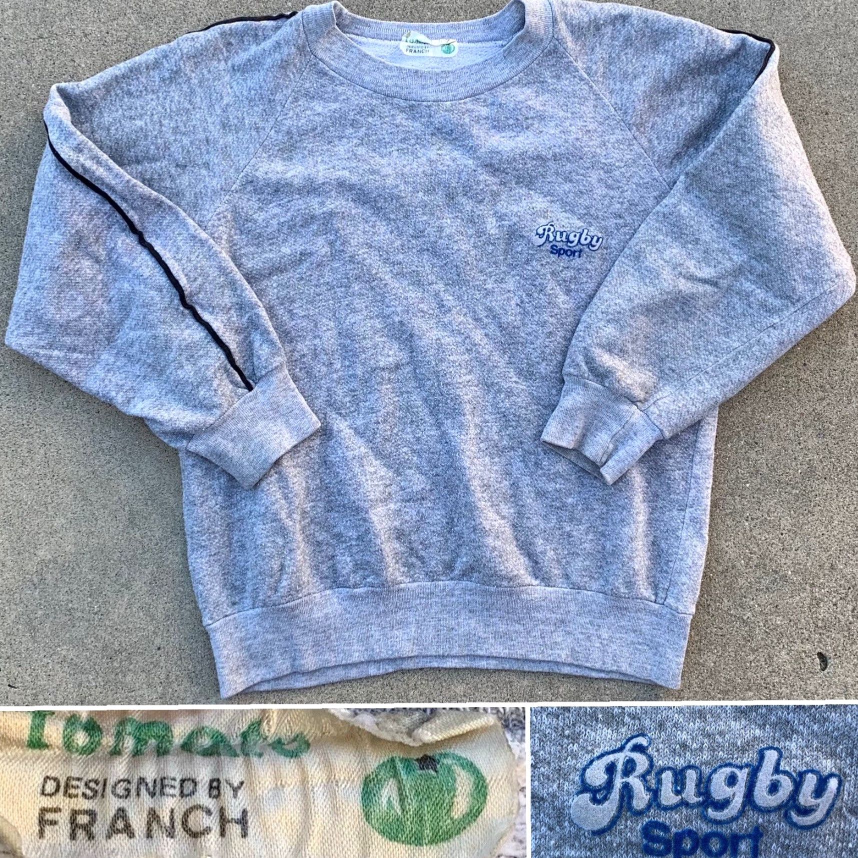 Vintage VINTAGE Tomato Designed By Franch Rugby Sweatshirt Raglan Crew Neck Unisex Adults Size M Gray Heather Long Sleeve Pullover Sports 1970s 1980s Size US M / EU 48-50 / 2 - 4 Thumbnail