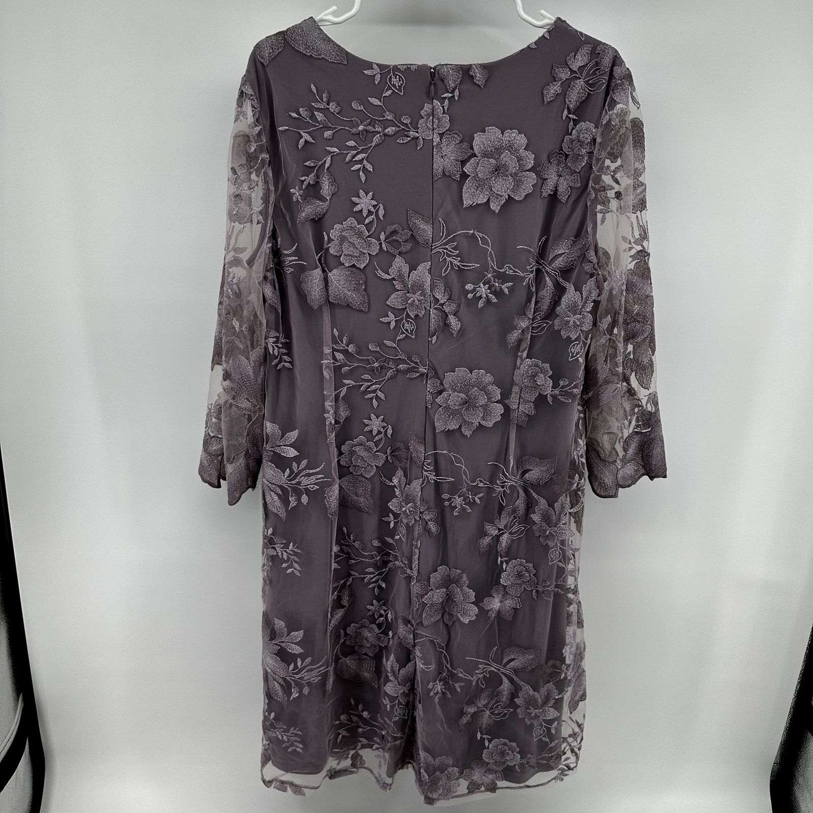 Alex Evenings Elongated Lace Mock Jacket Jersey Sheath Dress