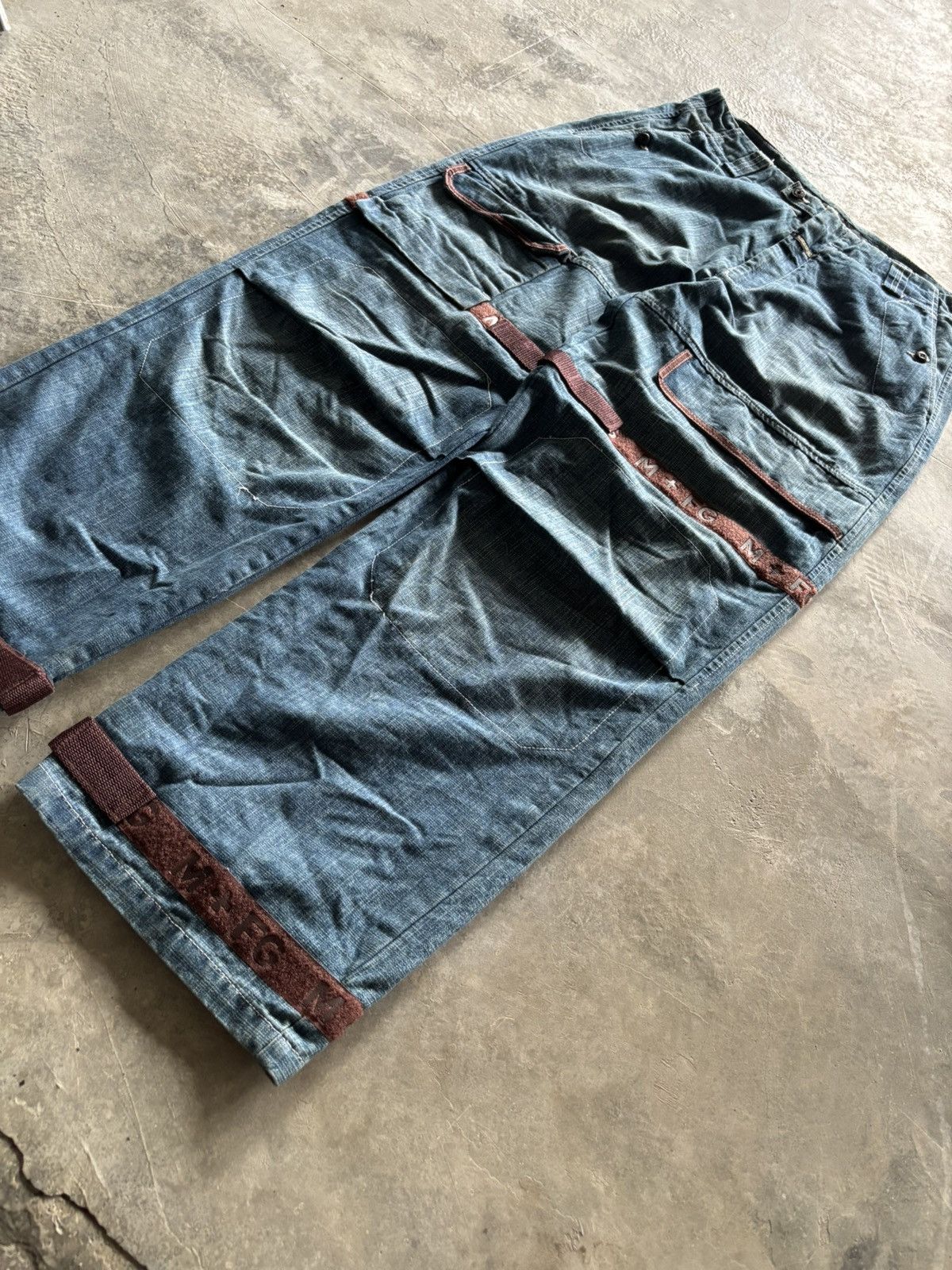 Marithe + Francois Girbaud RARE MFG marithe francois girbaud BAGGY STRAP WIDE LEG JEANS Size US 35 - 16 Thumbnail