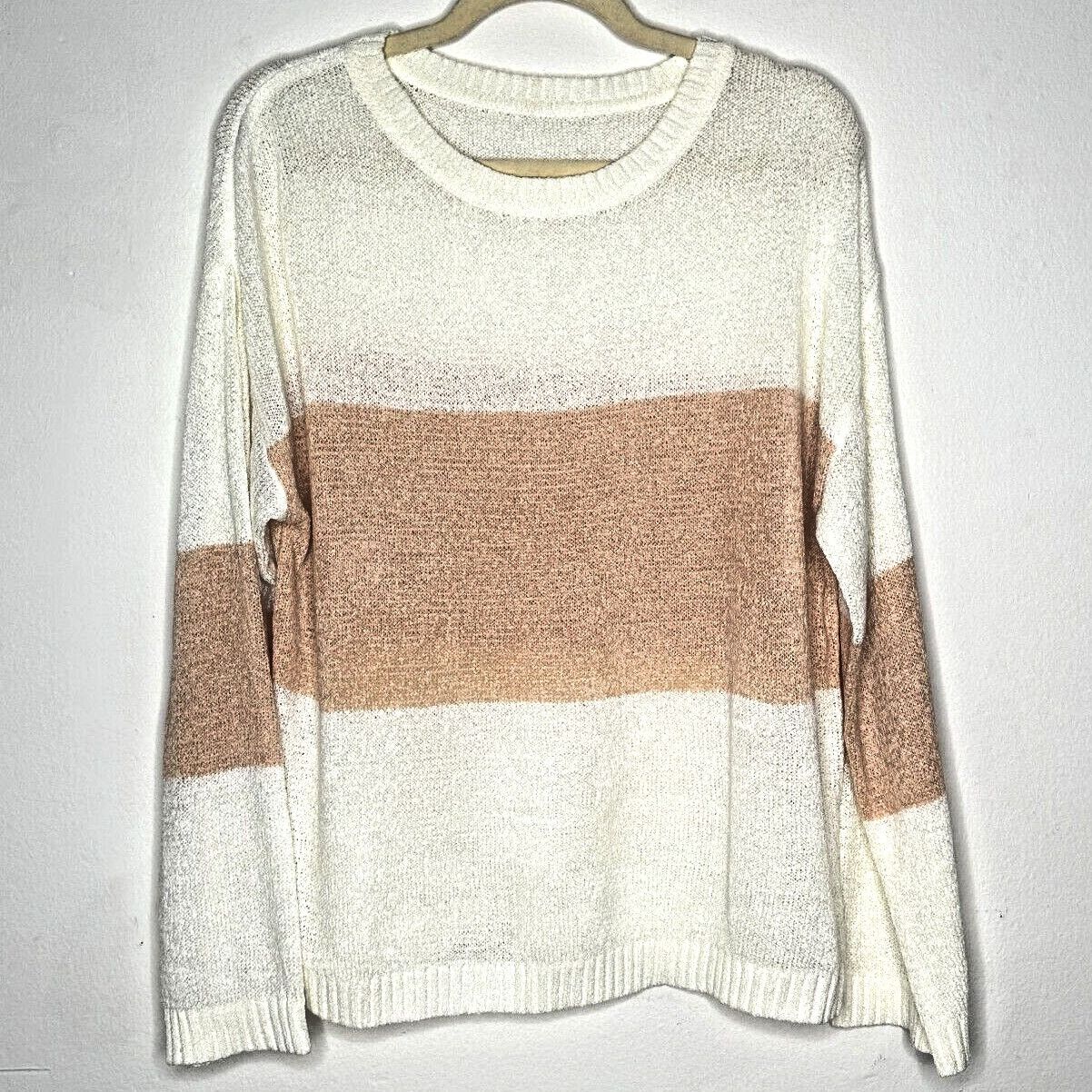 Other Newbury Kustom Peach & Cream Color Block Round Neck Sweater Size M / US 6-8 / IT 42-44 - 1 Thumbnail
