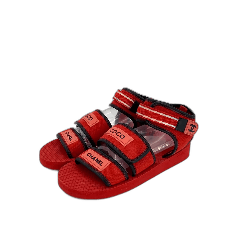Chanel Red Chanel Velcro Open-Toe Sandals Size US 8 / EU 41 - 1 Thumbnail