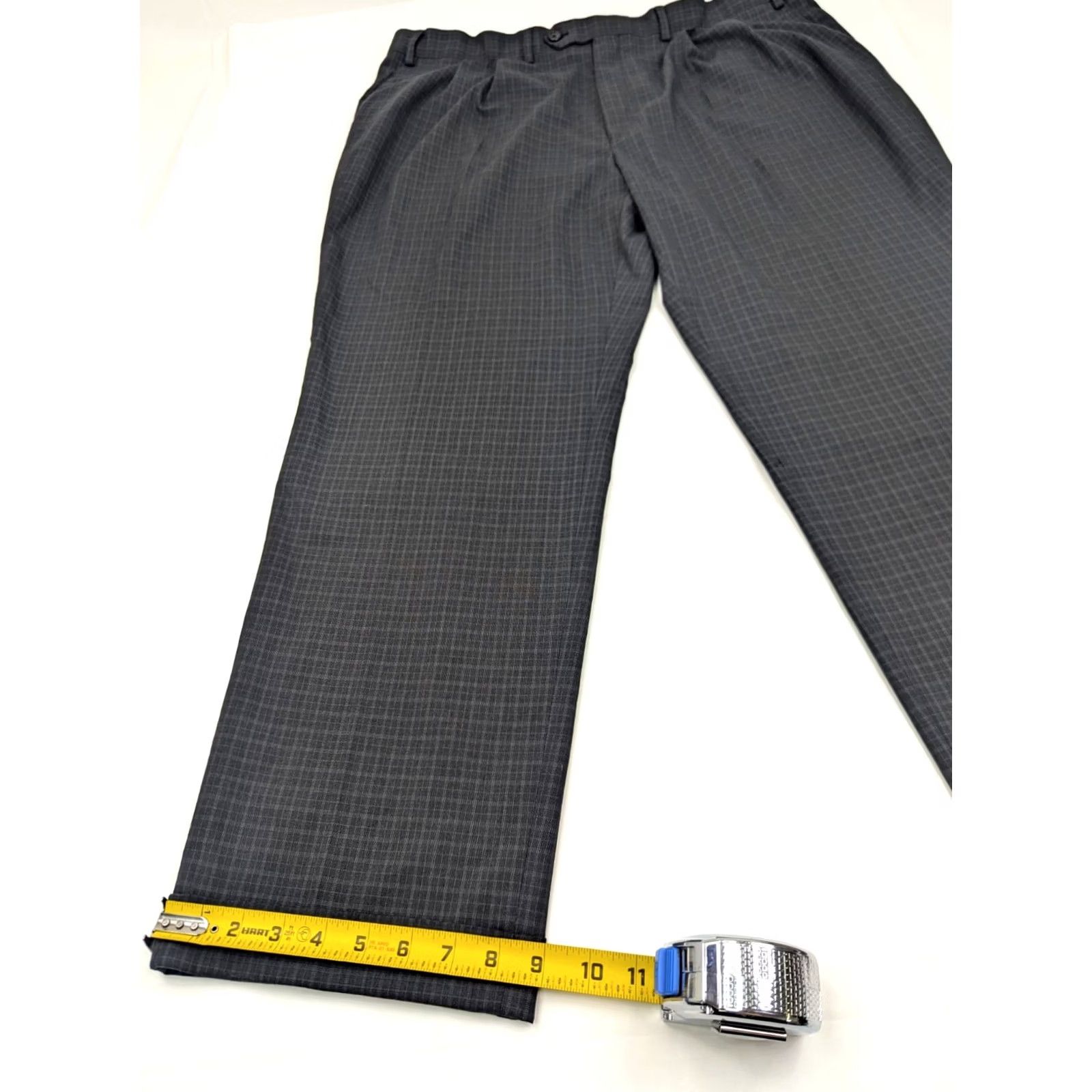 Ralph Lauren Ralph Lauren Blue Label Straight Pant Men 42x30 Gray Plaid Dress Pants Reg 42in Waist X 29.5in Inseam Wide USP Logo Zipper Button Hook & Eye Size US 42 / EU 58 - 2 Thumbnail