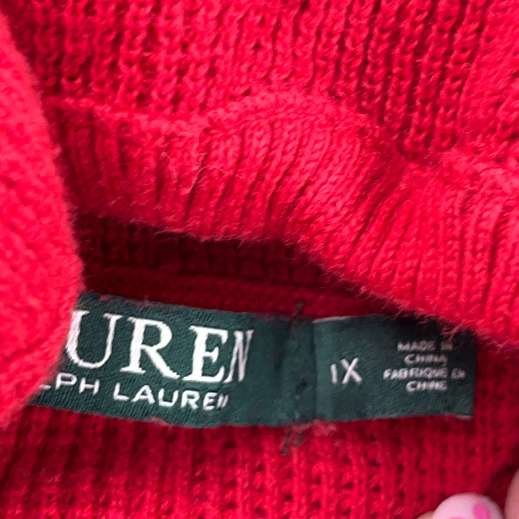 Ralph Lauren Lauren Ralph Lauren Sweater Women 1X Red Waffle-Knit Turtleneck Pullover Casual Heavyweight Size XL / US 12-14 / IT 48-50 - 3 Thumbnail