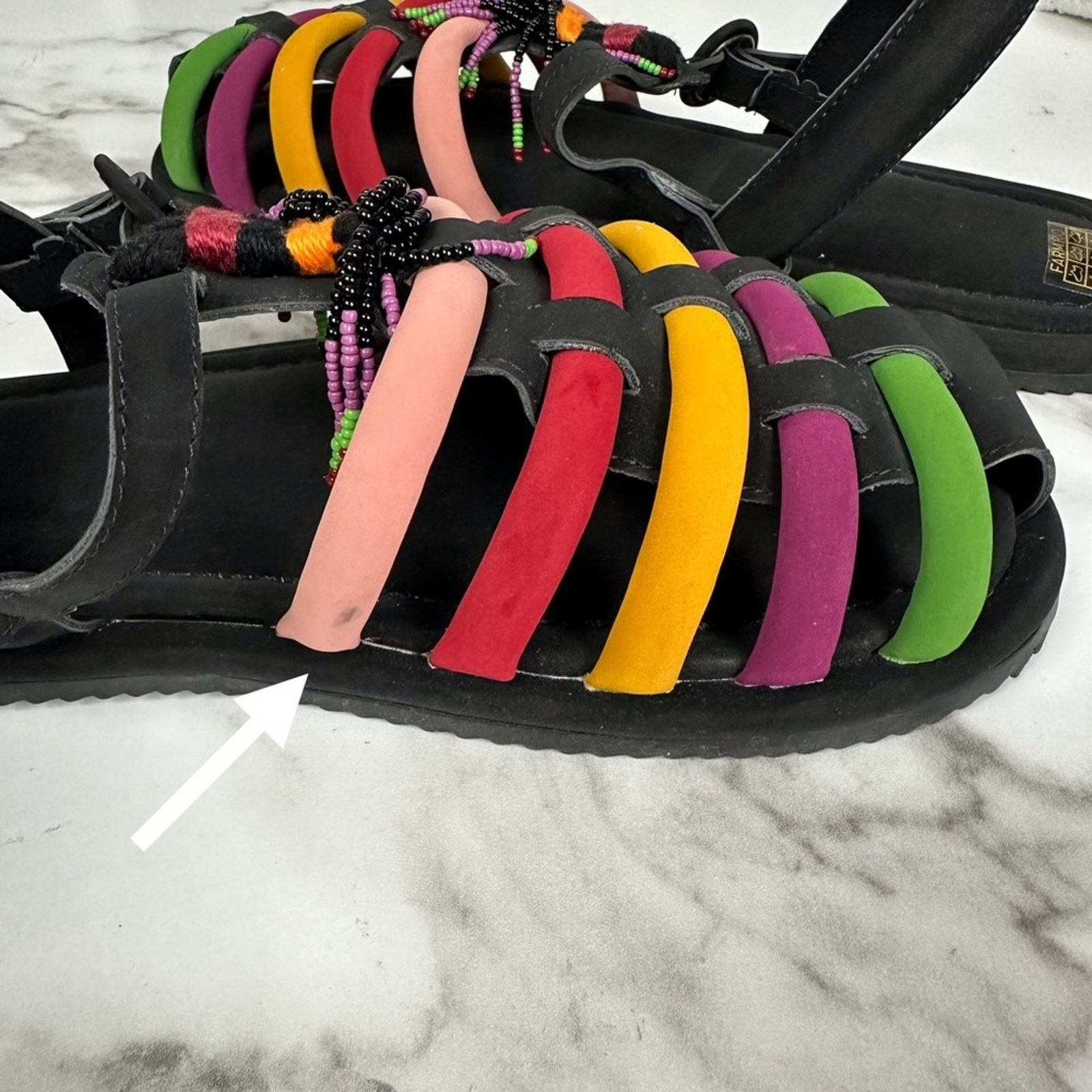 Farm Rio NEW Farm Rio Black Beaded Rainbow Boho Sandals Size 11 Size US 11 / IT 41 - 10 Thumbnail