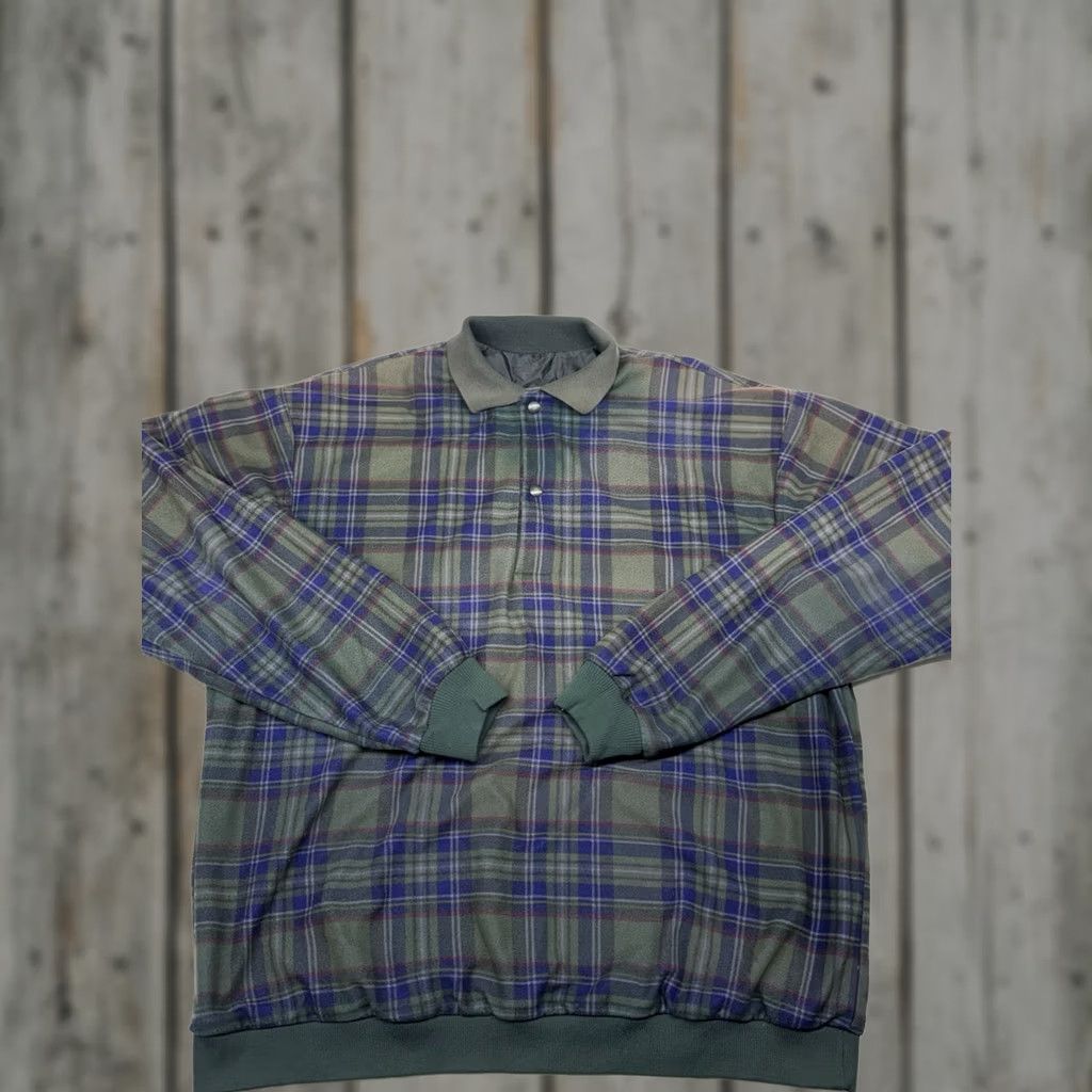 Vintage VINTAGE 90s Golf Windbreaker Pullover Sun Mountain XL Men Green Plaid Button Snap Mock Core Size US XL / EU 56 / 4 - 1 Thumbnail