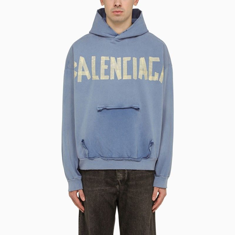 image of Balenciaga Faded Blue Tape Type Hoodie Size M, Men's