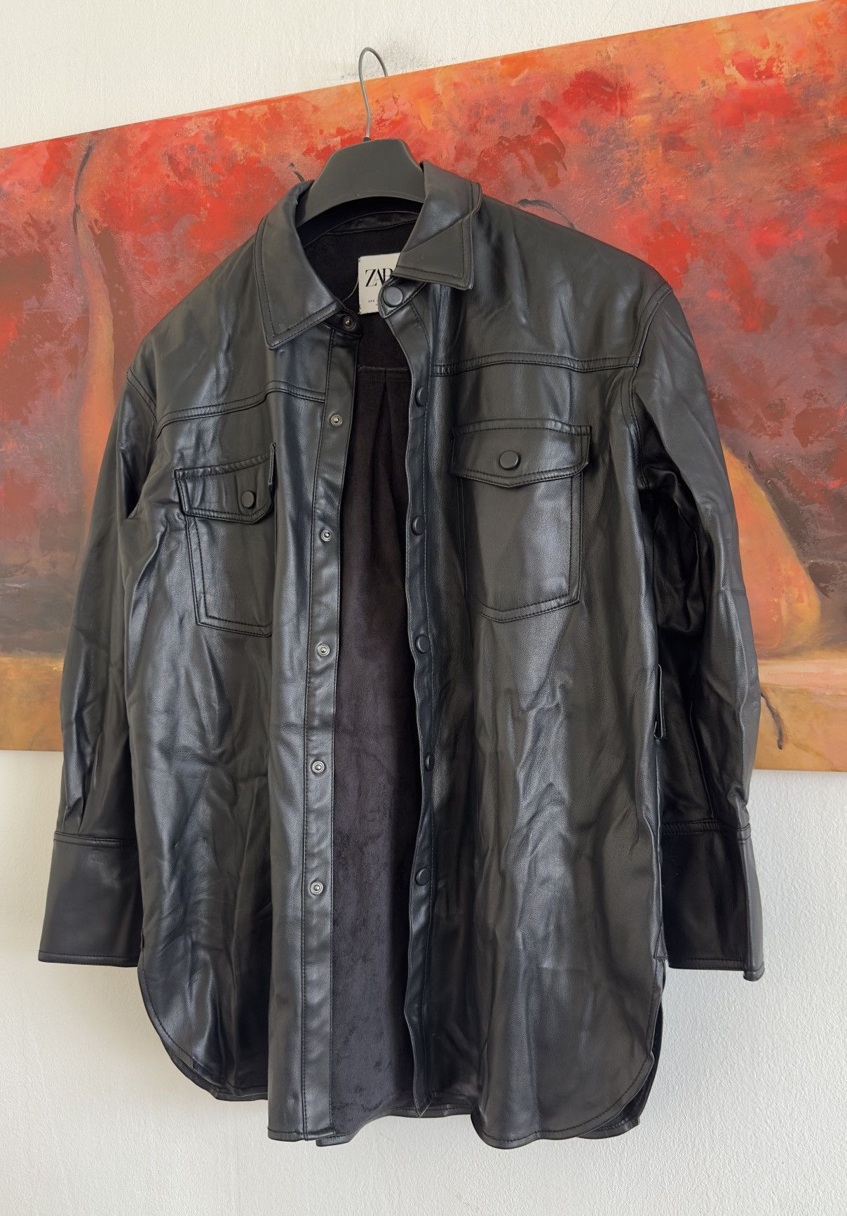 Zara Zara Black Leather Shirt Button Up Size S Size S / US 4 / IT 40 - 3 Thumbnail